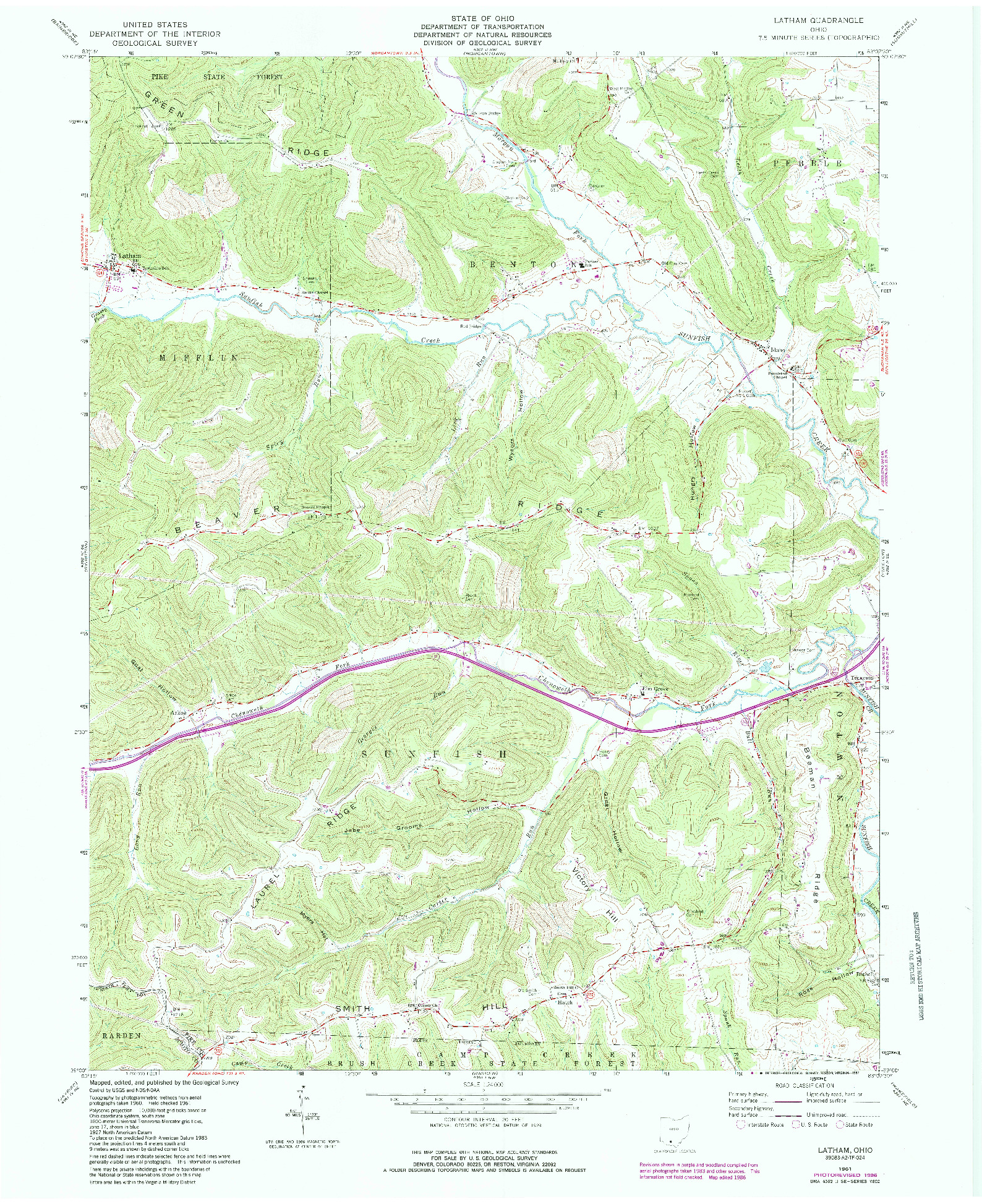 USGS 1:24000-SCALE QUADRANGLE FOR LATHAM, OH 1961