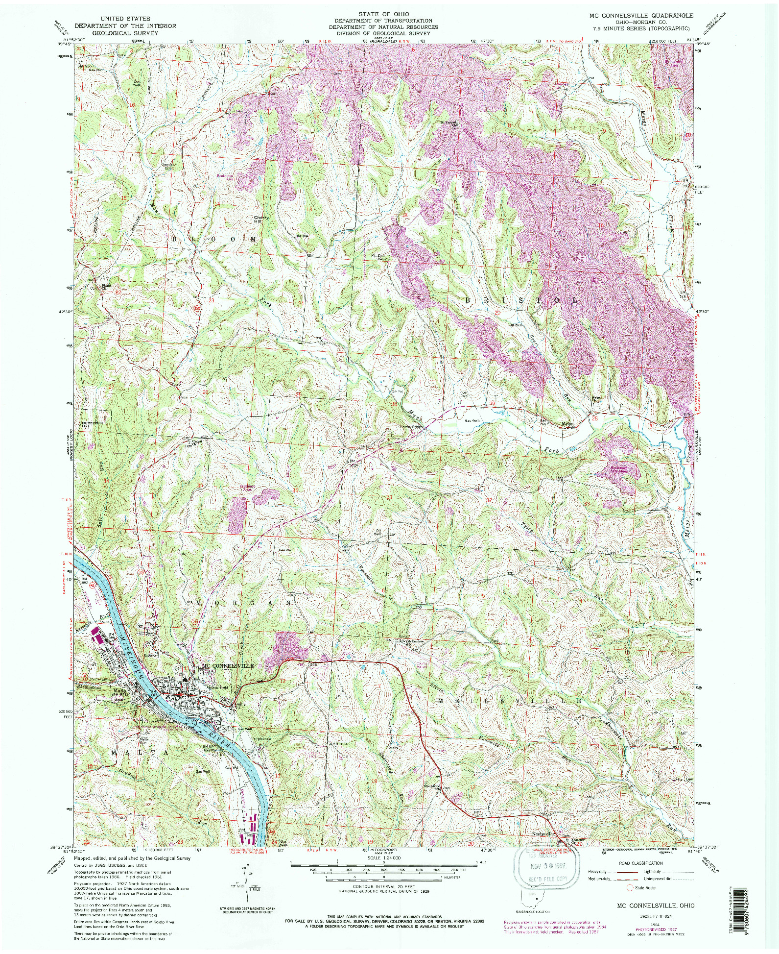 USGS 1:24000-SCALE QUADRANGLE FOR MC CONNELSVILLE, OH 1961
