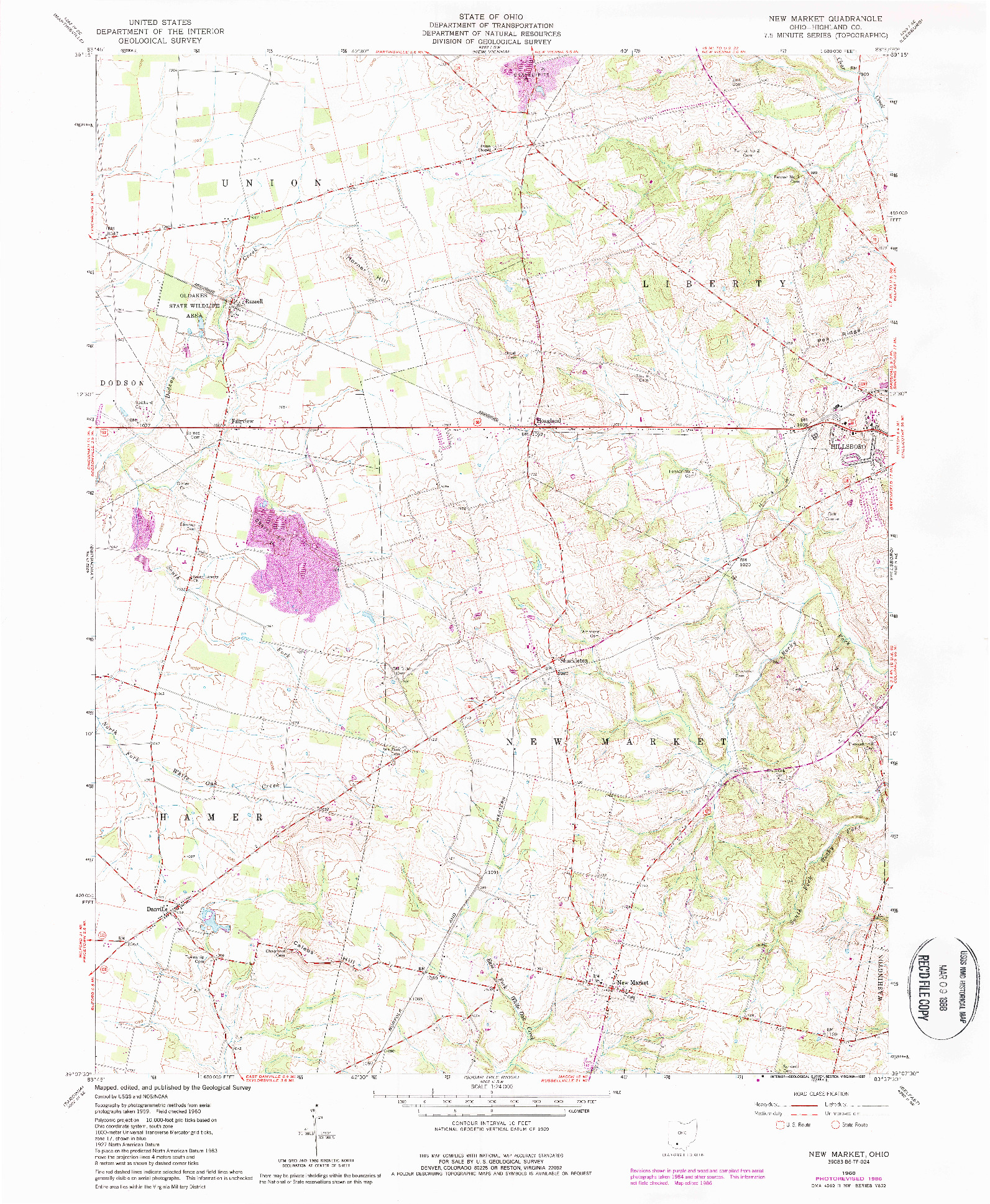 USGS 1:24000-SCALE QUADRANGLE FOR NEW MARKET, OH 1960