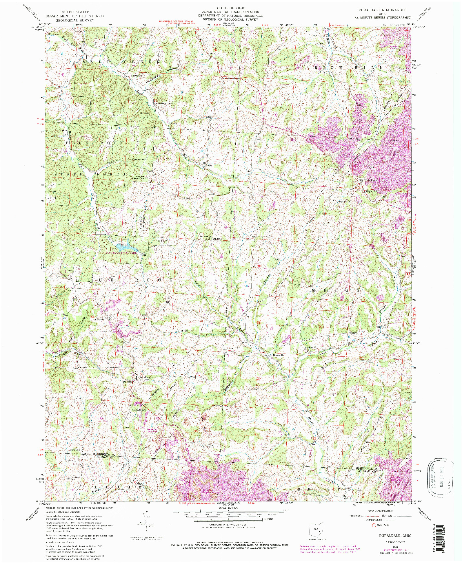 USGS 1:24000-SCALE QUADRANGLE FOR RURALDALE, OH 1961