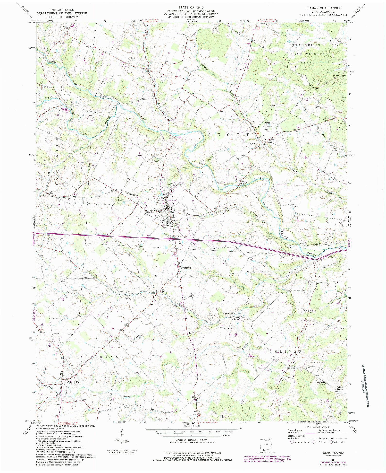 USGS 1:24000-SCALE QUADRANGLE FOR SEAMAN, OH 1961