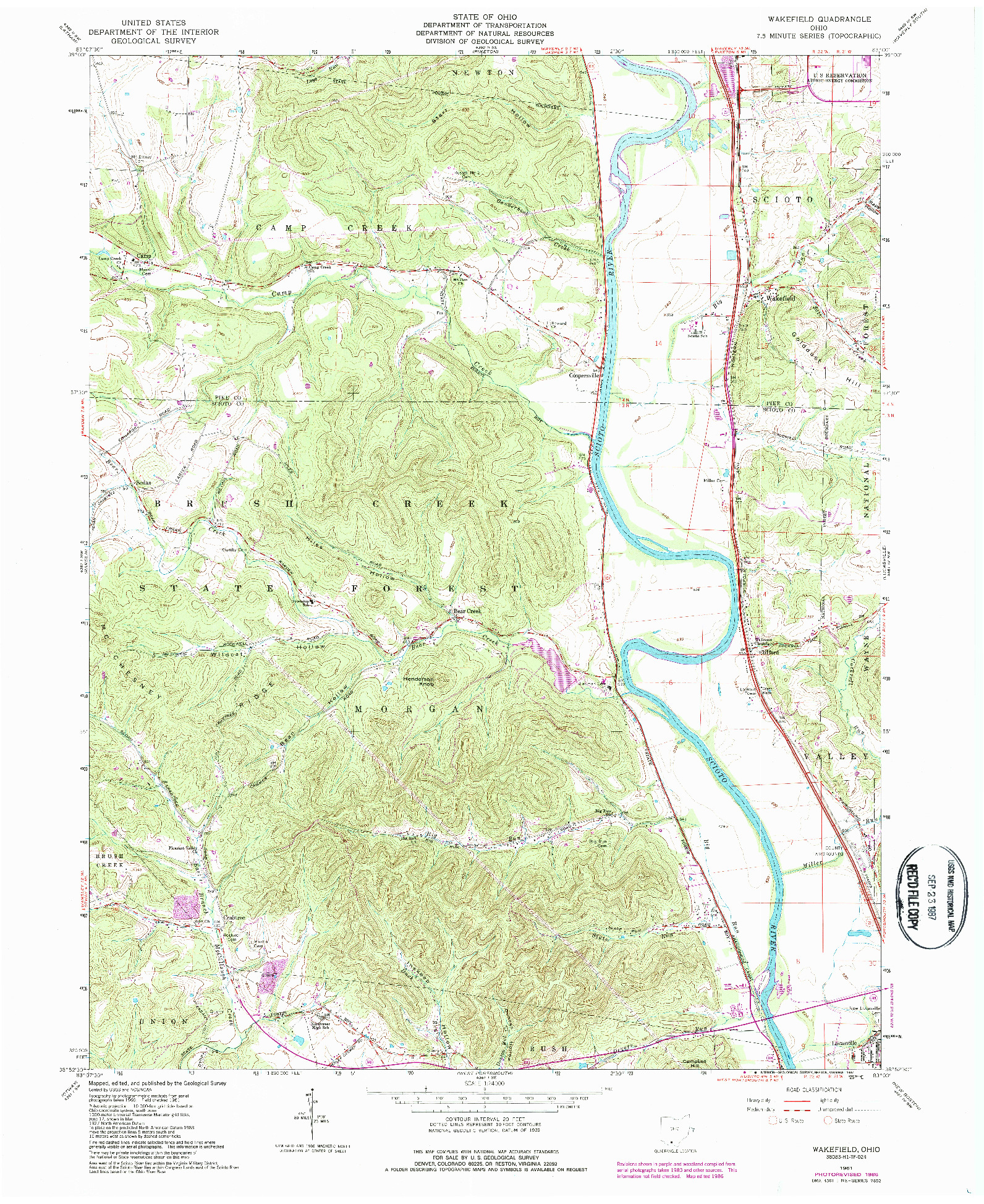 USGS 1:24000-SCALE QUADRANGLE FOR WAKEFIELD, OH 1961