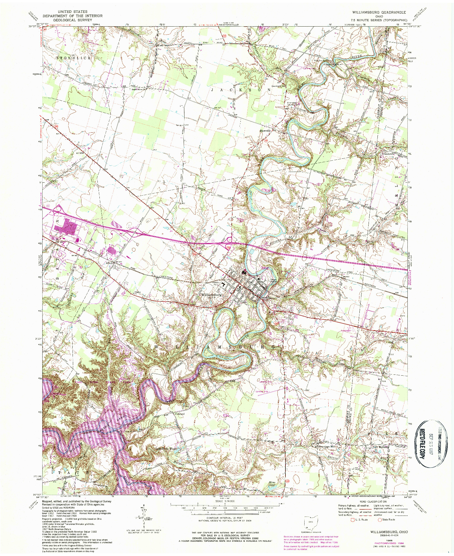 USGS 1:24000-SCALE QUADRANGLE FOR WILLIAMSBURG, OH 1968