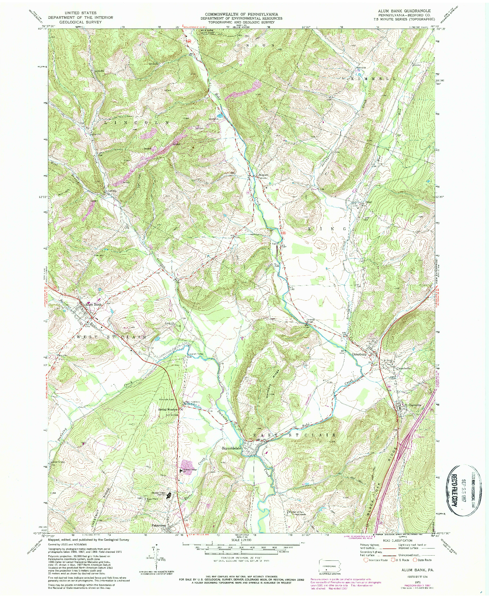 USGS 1:24000-SCALE QUADRANGLE FOR ALUM BANK, PA 1971