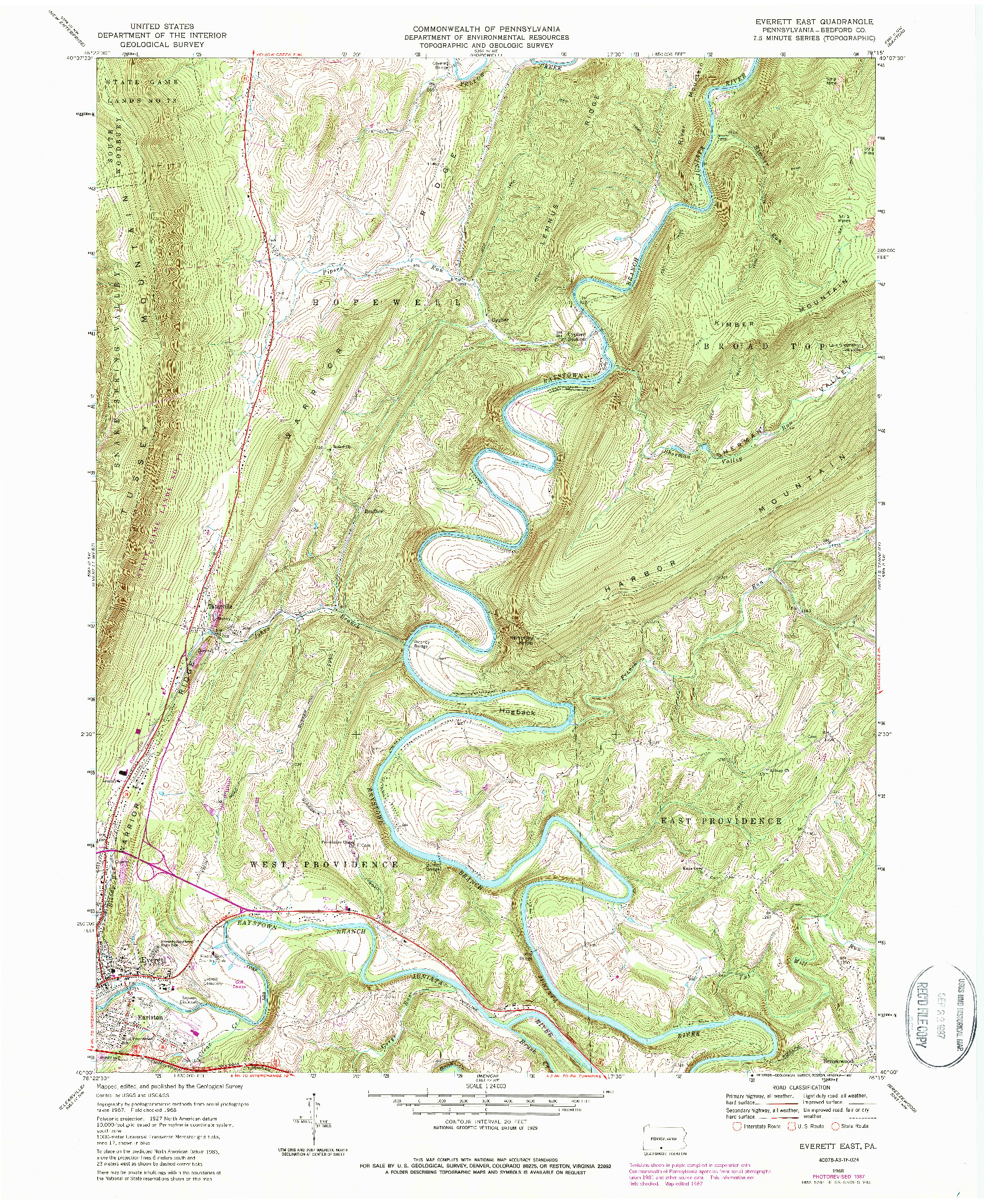 USGS 1:24000-SCALE QUADRANGLE FOR EVERETT EAST, PA 1968