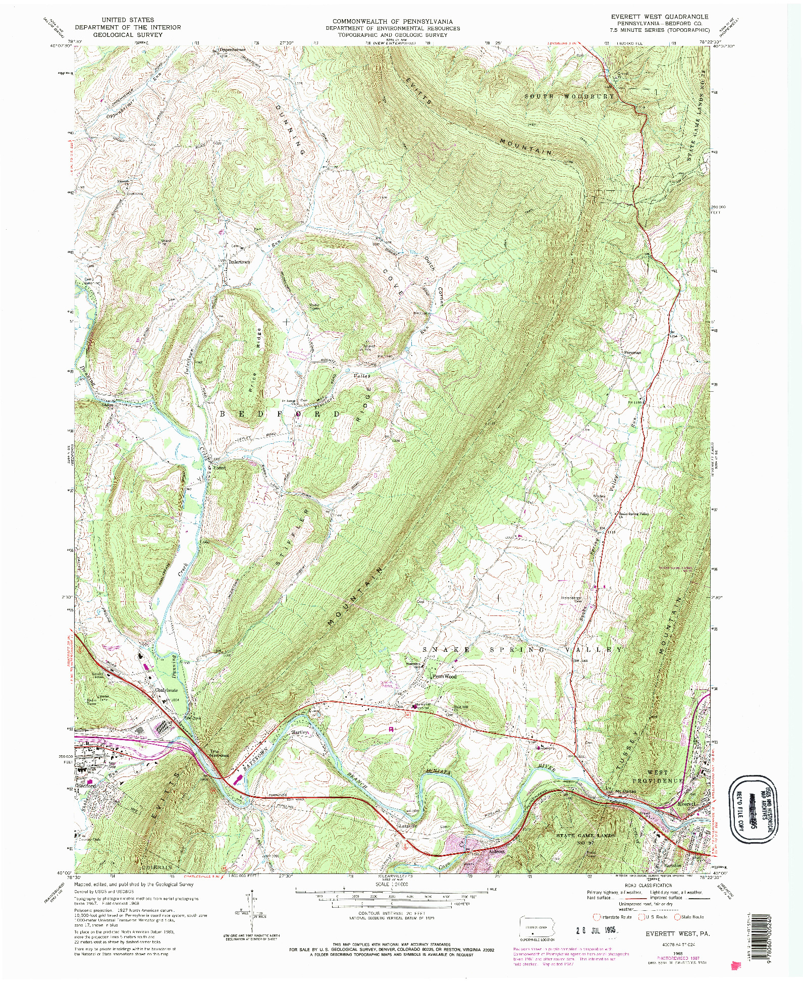 USGS 1:24000-SCALE QUADRANGLE FOR EVERETT WEST, PA 1968