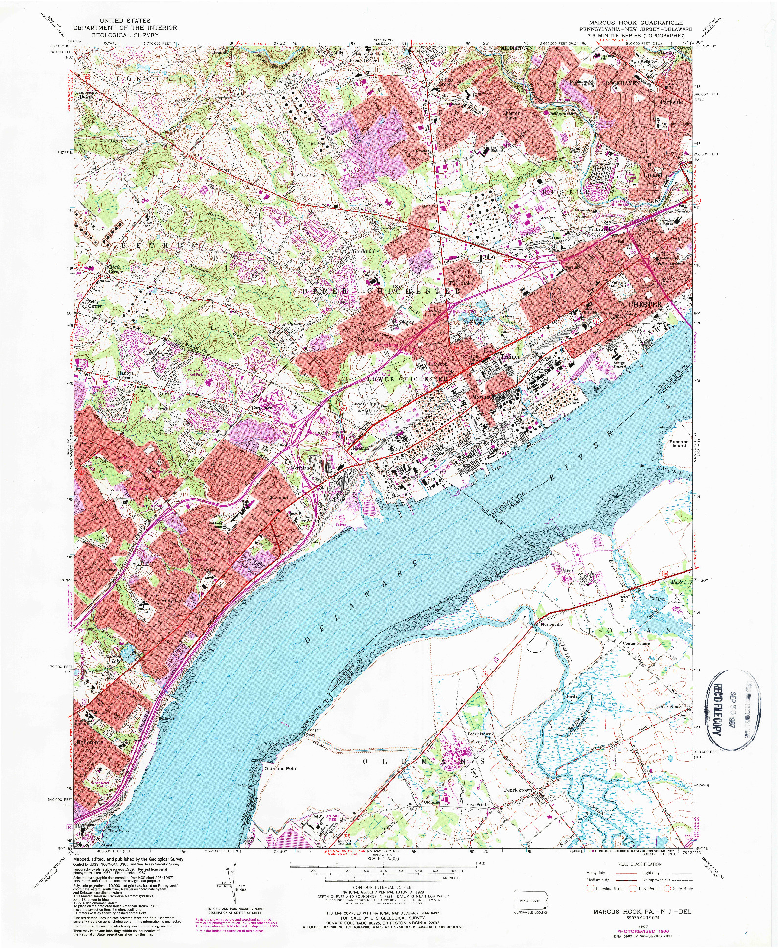 USGS 1:24000-SCALE QUADRANGLE FOR MARCUS HOOK, PA 1967