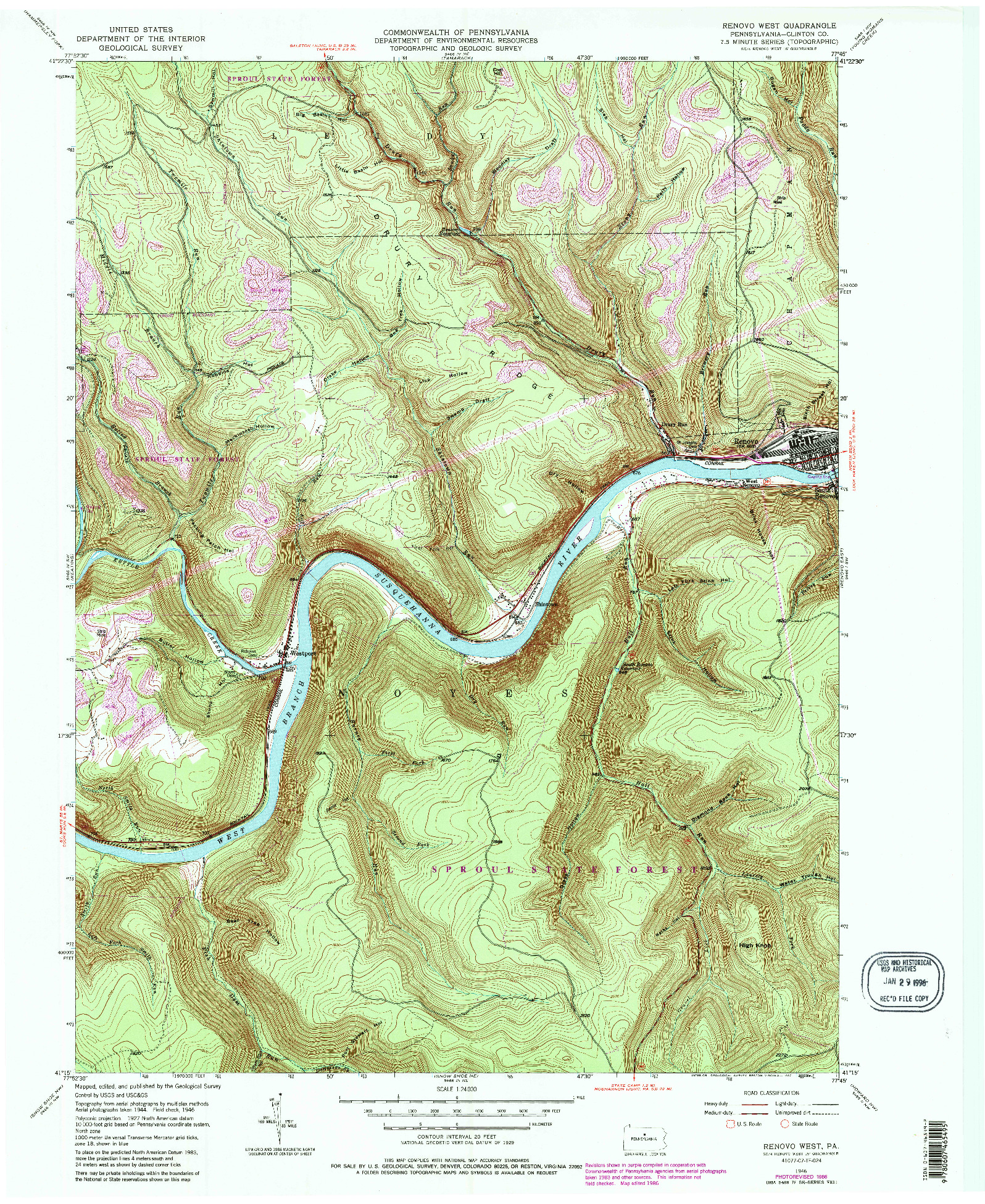 USGS 1:24000-SCALE QUADRANGLE FOR RENOVO WEST, PA 1946