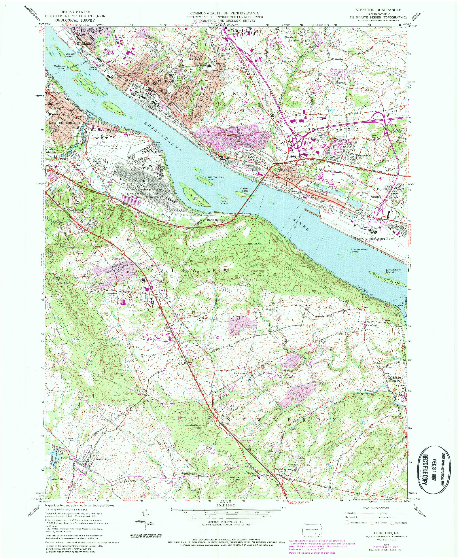 USGS 1:24000-SCALE QUADRANGLE FOR STEELTON, PA 1963