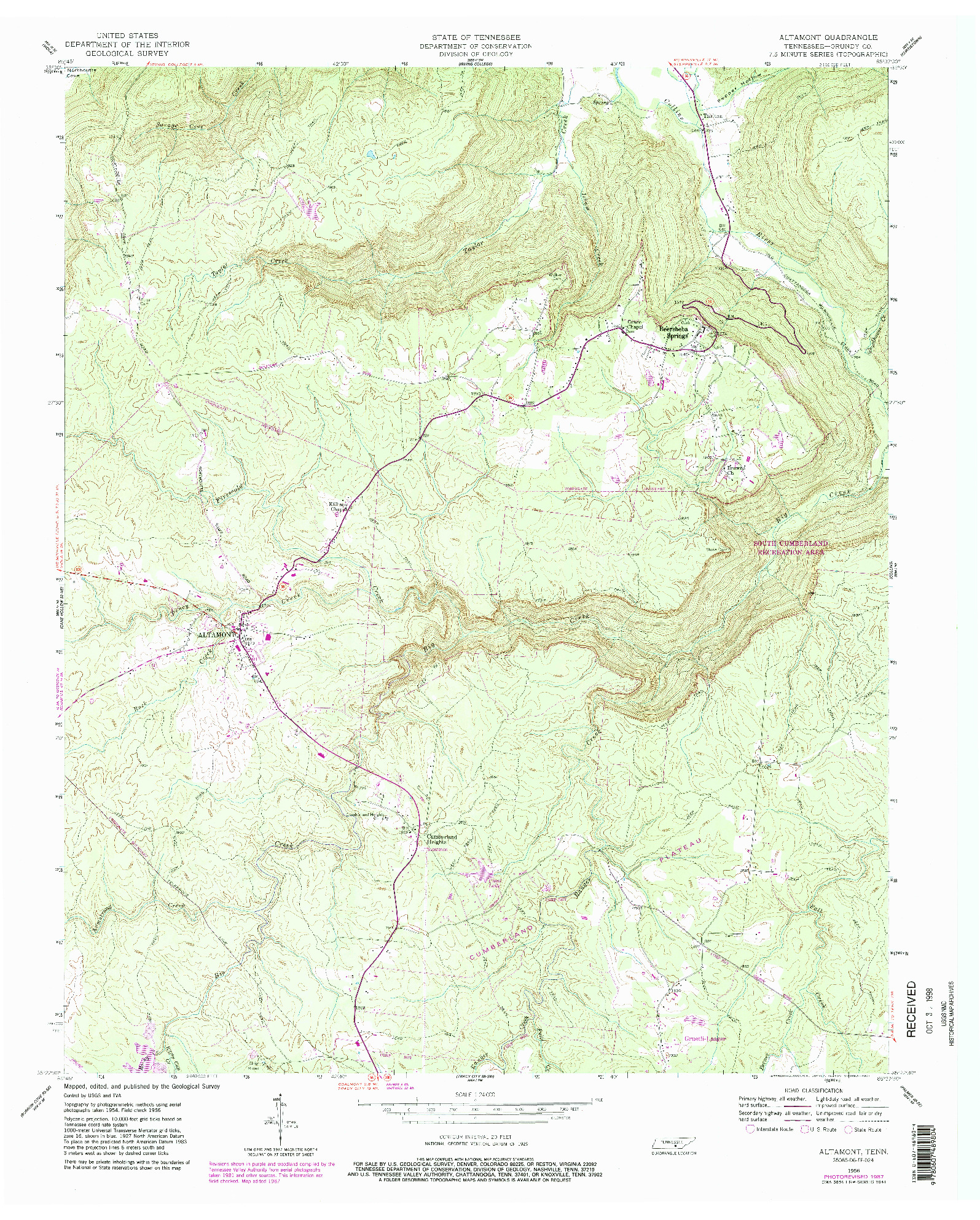 USGS 1:24000-SCALE QUADRANGLE FOR ALTAMONT, TN 1956