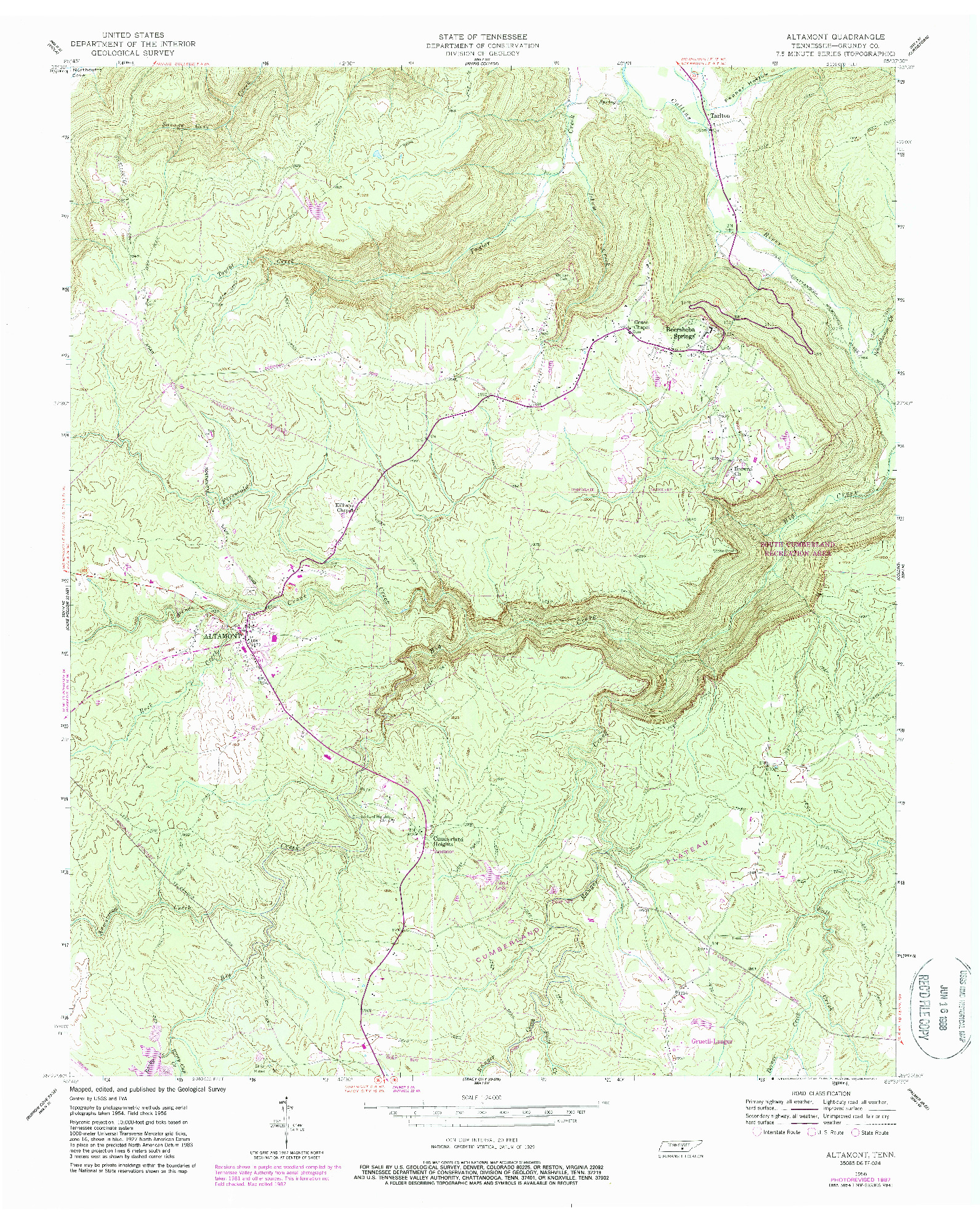 USGS 1:24000-SCALE QUADRANGLE FOR ALTAMONT, TN 1956