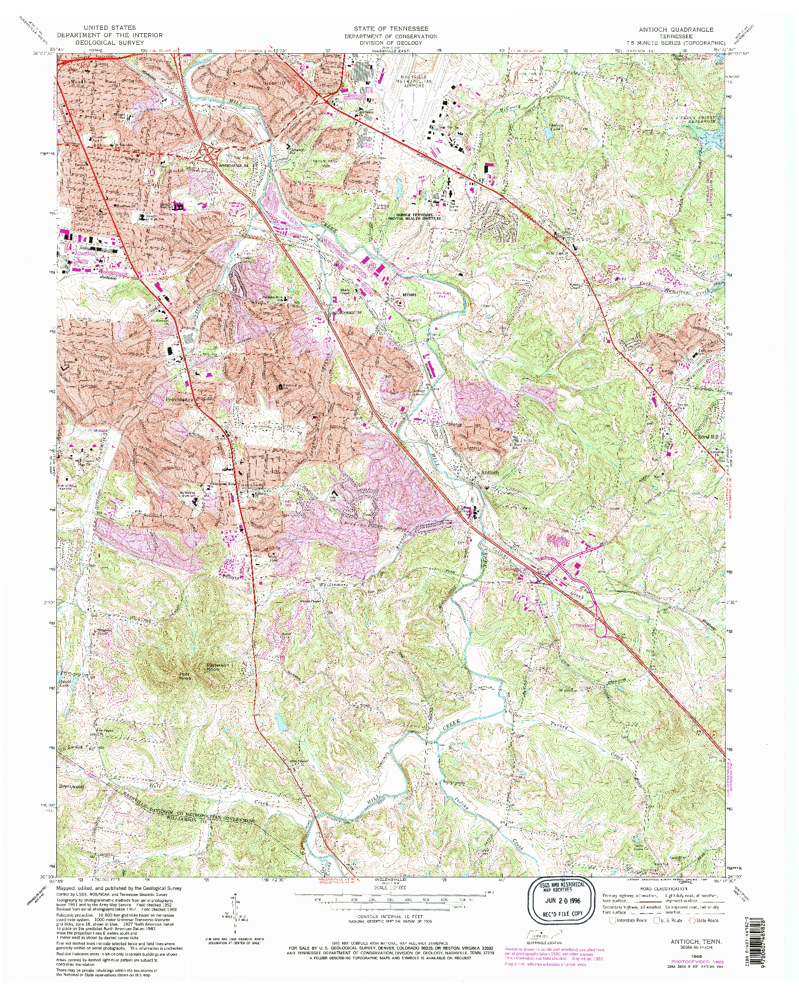 USGS 1:24000-SCALE QUADRANGLE FOR ANTIOCH, TN 1968