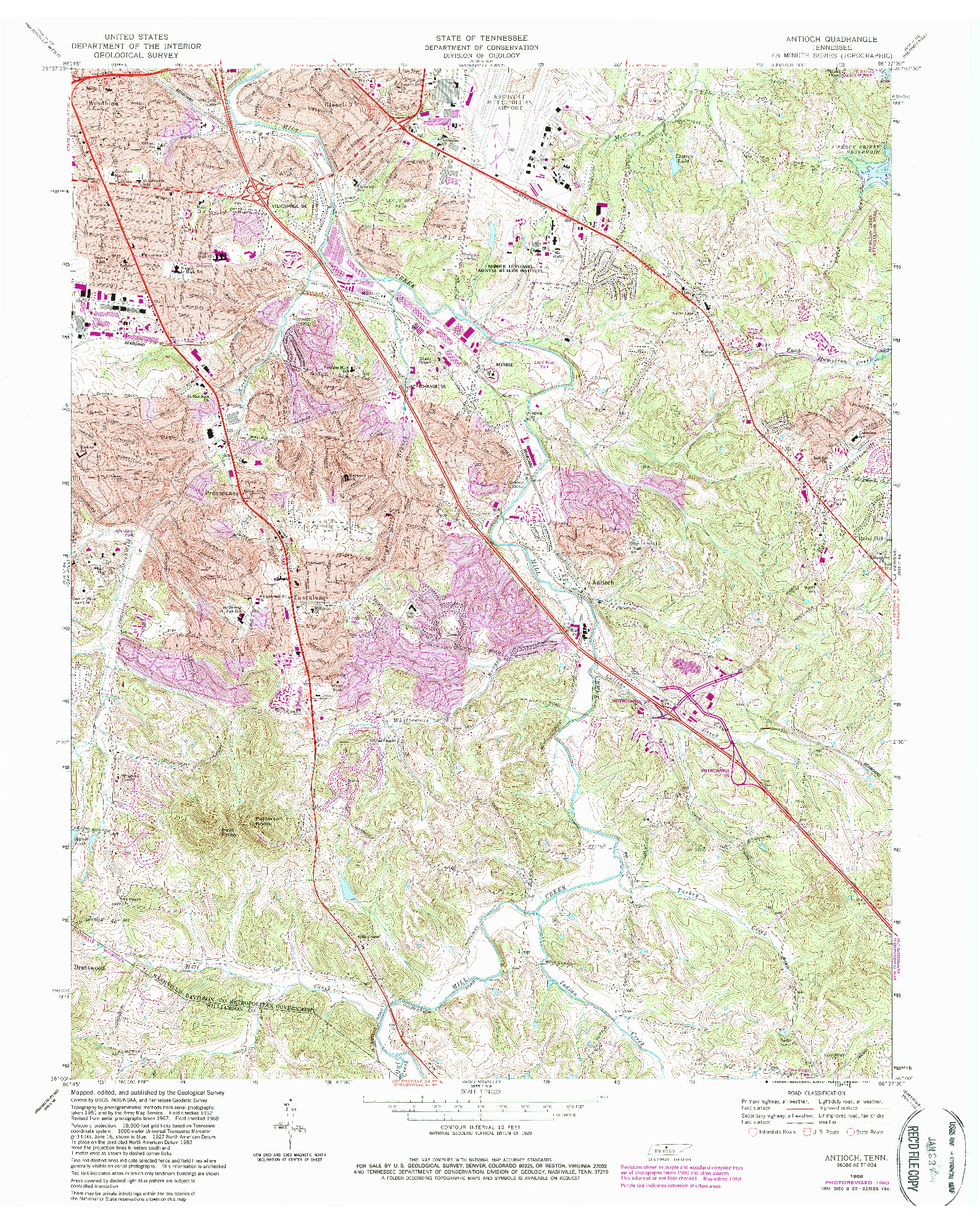 USGS 1:24000-SCALE QUADRANGLE FOR ANTIOCH, TN 1968