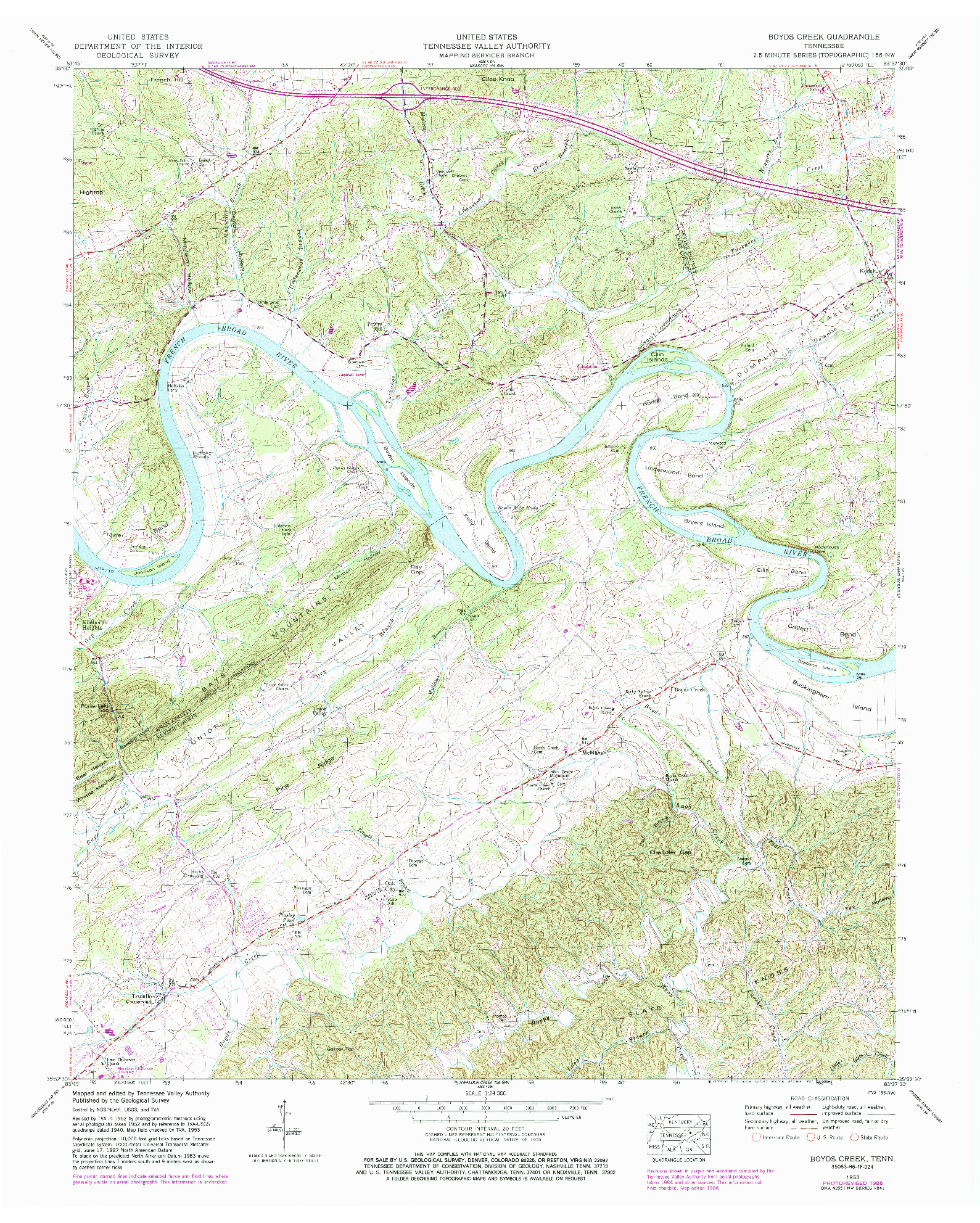 USGS 1:24000-SCALE QUADRANGLE FOR BOYDS CREEK, TN 1953
