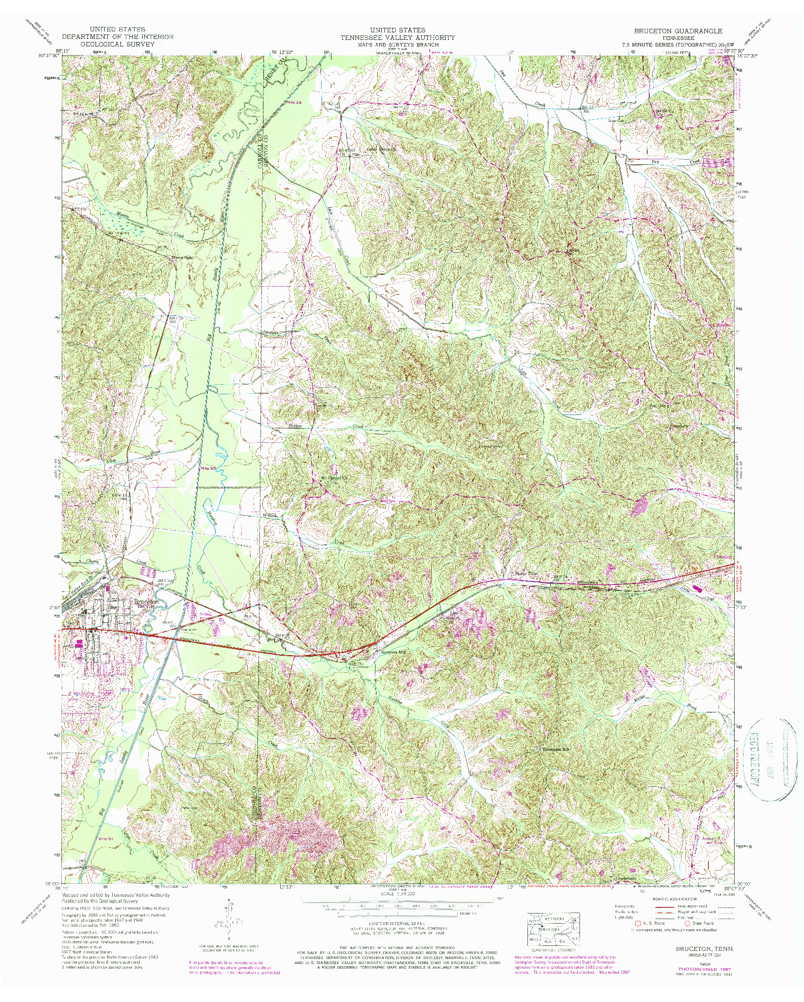 USGS 1:24000-SCALE QUADRANGLE FOR BRUCETON, TN 1950