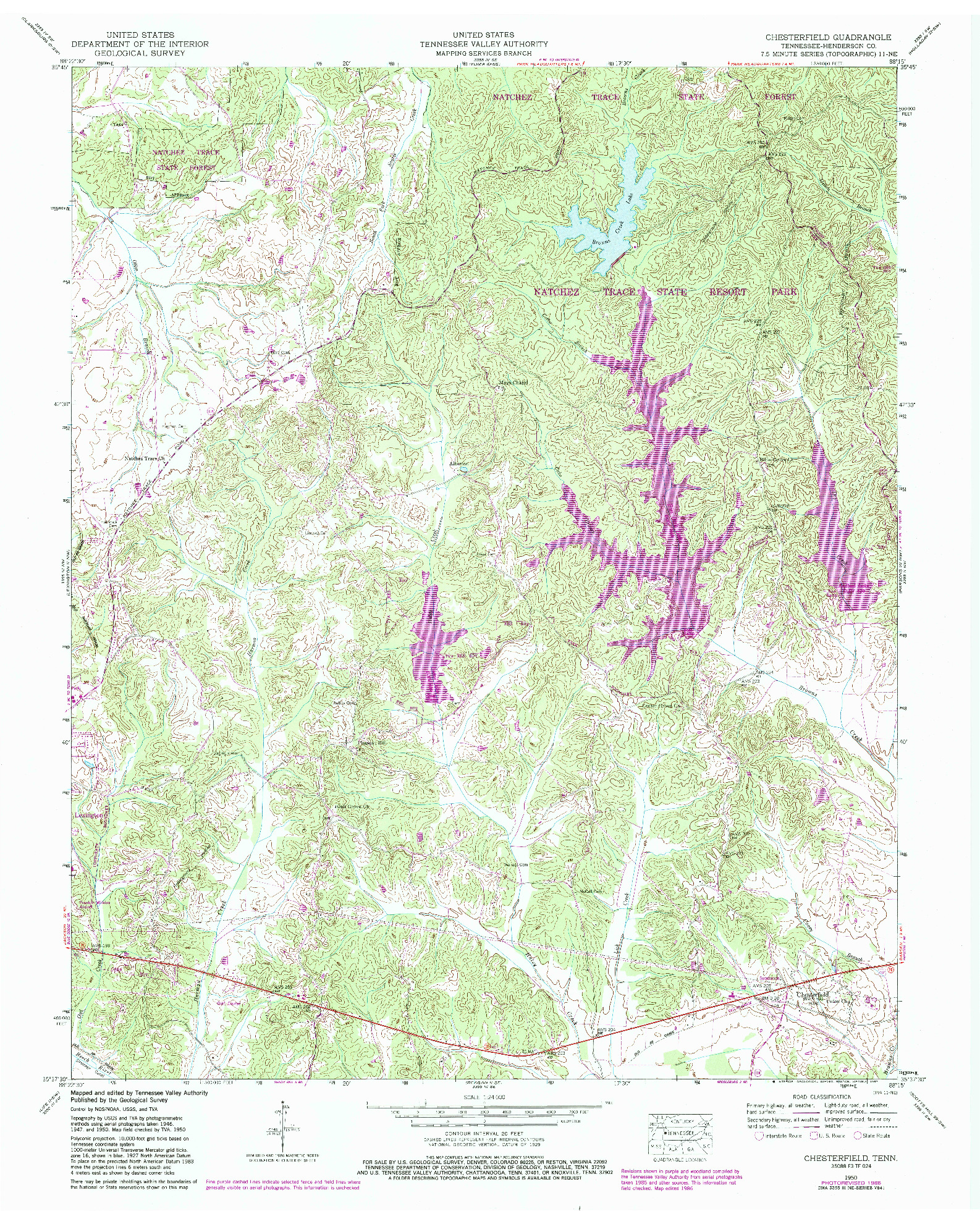 USGS 1:24000-SCALE QUADRANGLE FOR CHESTERFIELD, TN 1950