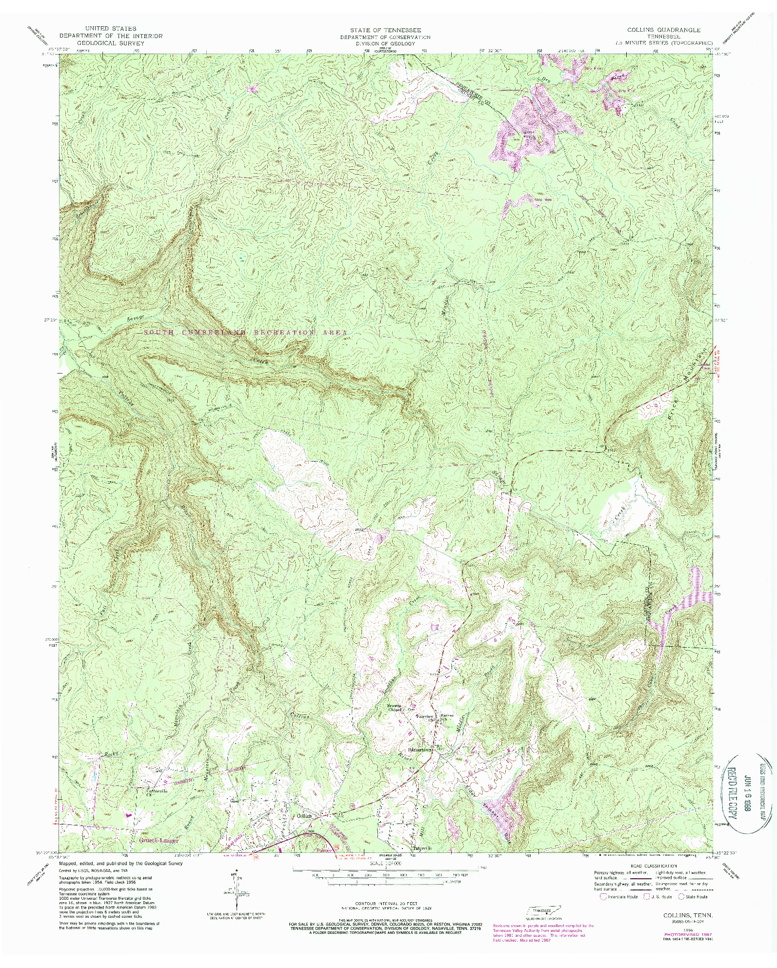 USGS 1:24000-SCALE QUADRANGLE FOR COLLINS, TN 1956