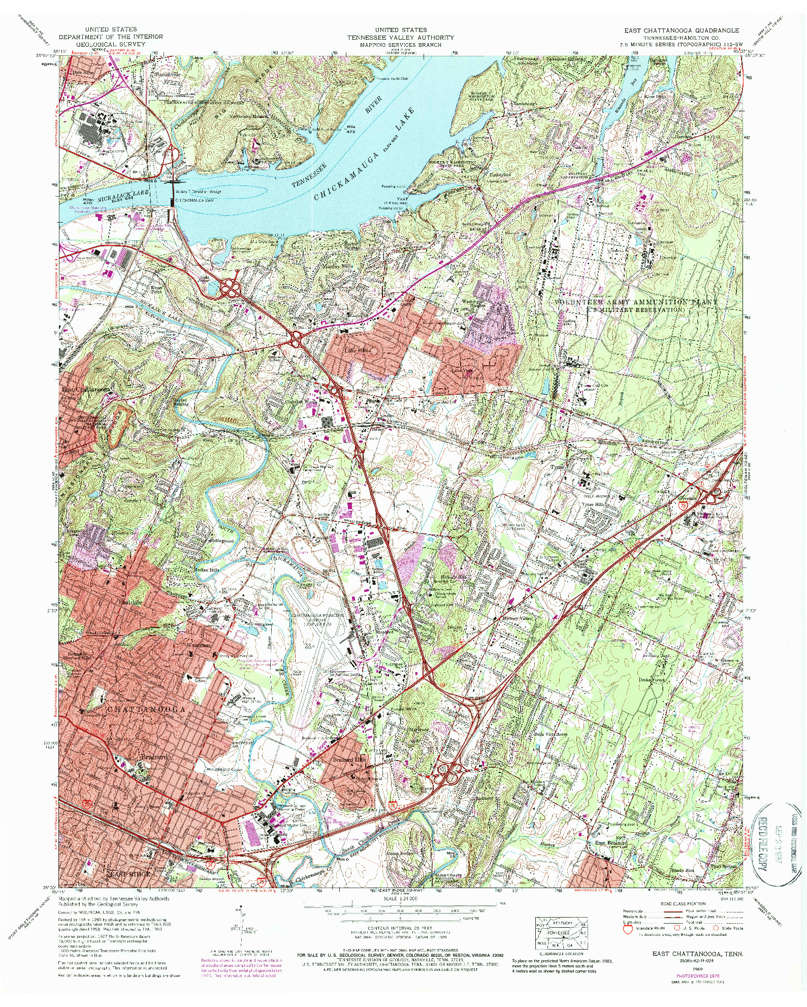 USGS 1:24000-SCALE QUADRANGLE FOR EAST CHATTANOOGA, TN 1969