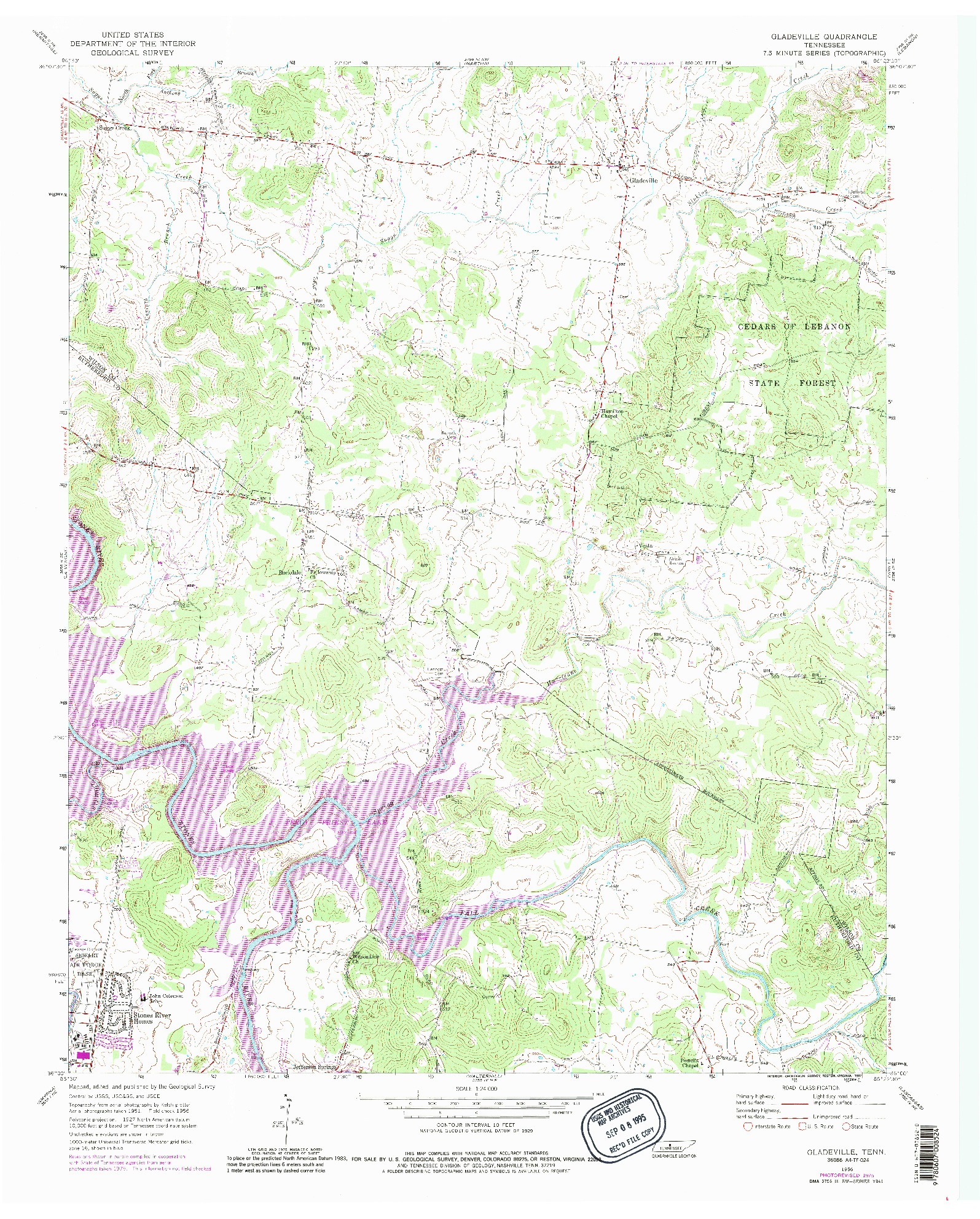 USGS 1:24000-SCALE QUADRANGLE FOR GLADEVILLE, TN 1956