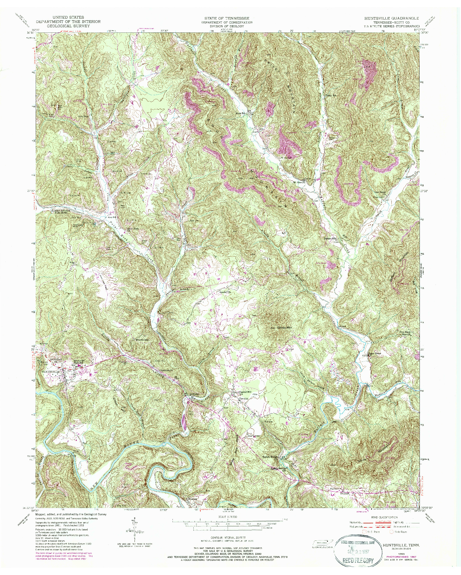 USGS 1:24000-SCALE QUADRANGLE FOR HUNTSVILLE, TN 1953