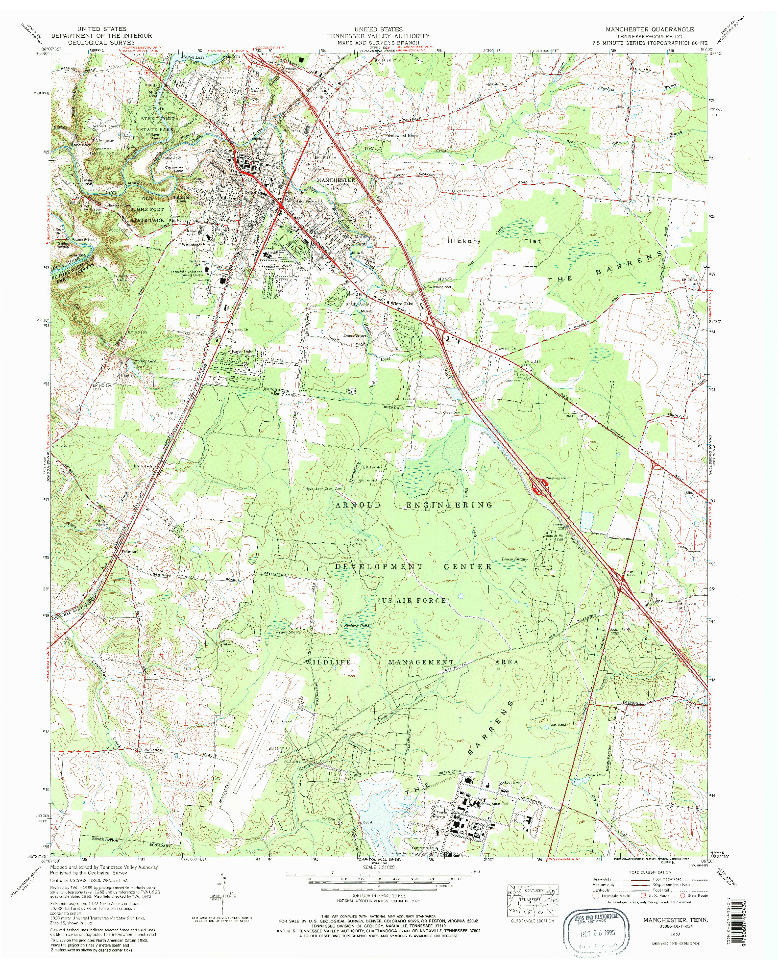 USGS 1:24000-SCALE QUADRANGLE FOR MANCHESTER, TN 1972