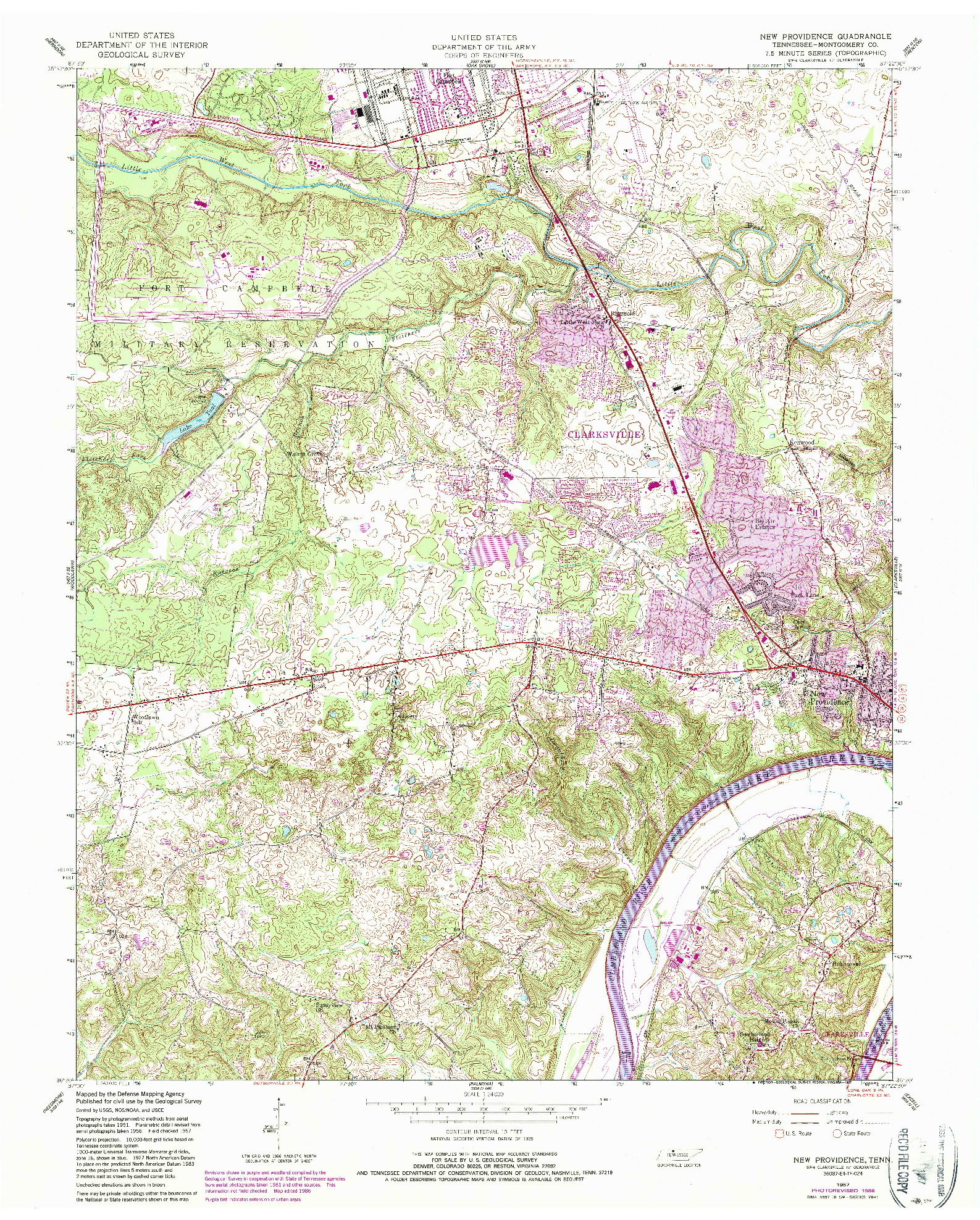 USGS 1:24000-SCALE QUADRANGLE FOR NEW PROVIDENCE, TN 1957