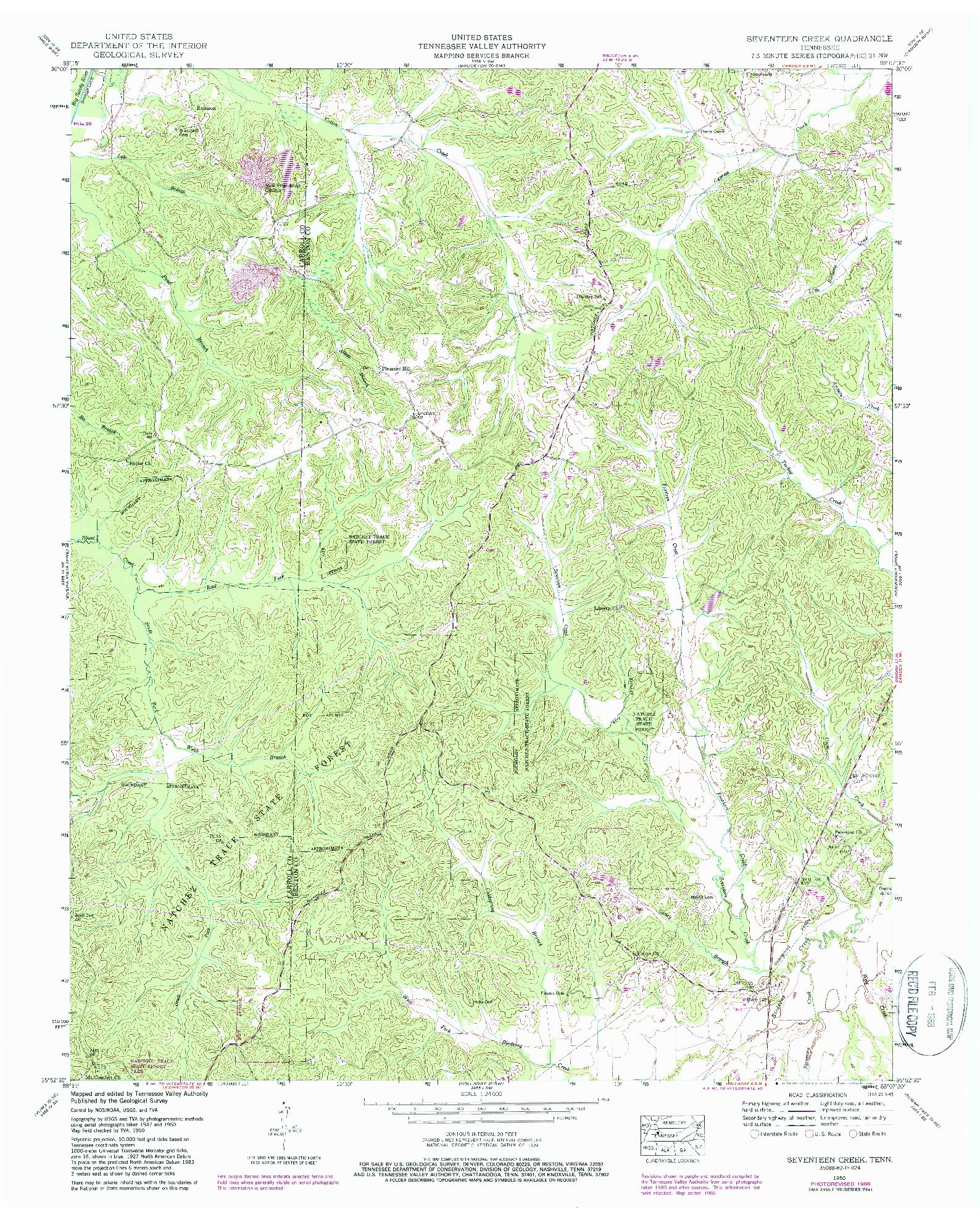 USGS 1:24000-SCALE QUADRANGLE FOR SEVENTEEN CREEK, TN 1950
