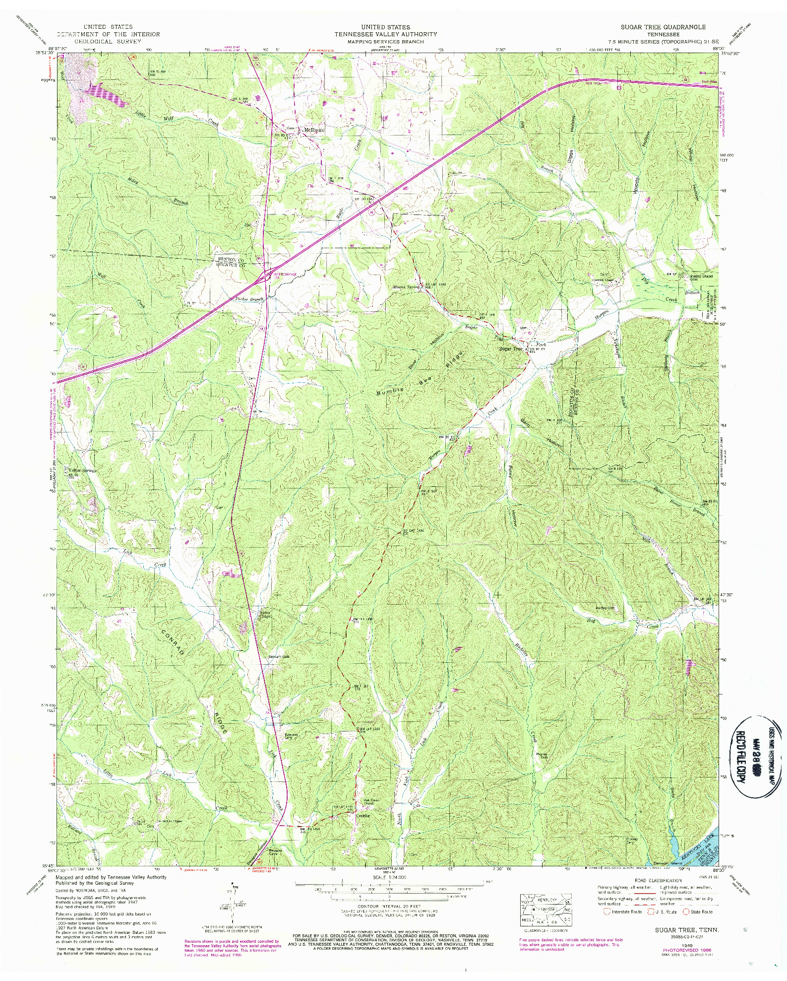 USGS 1:24000-SCALE QUADRANGLE FOR SUGAR TREE, TN 1949