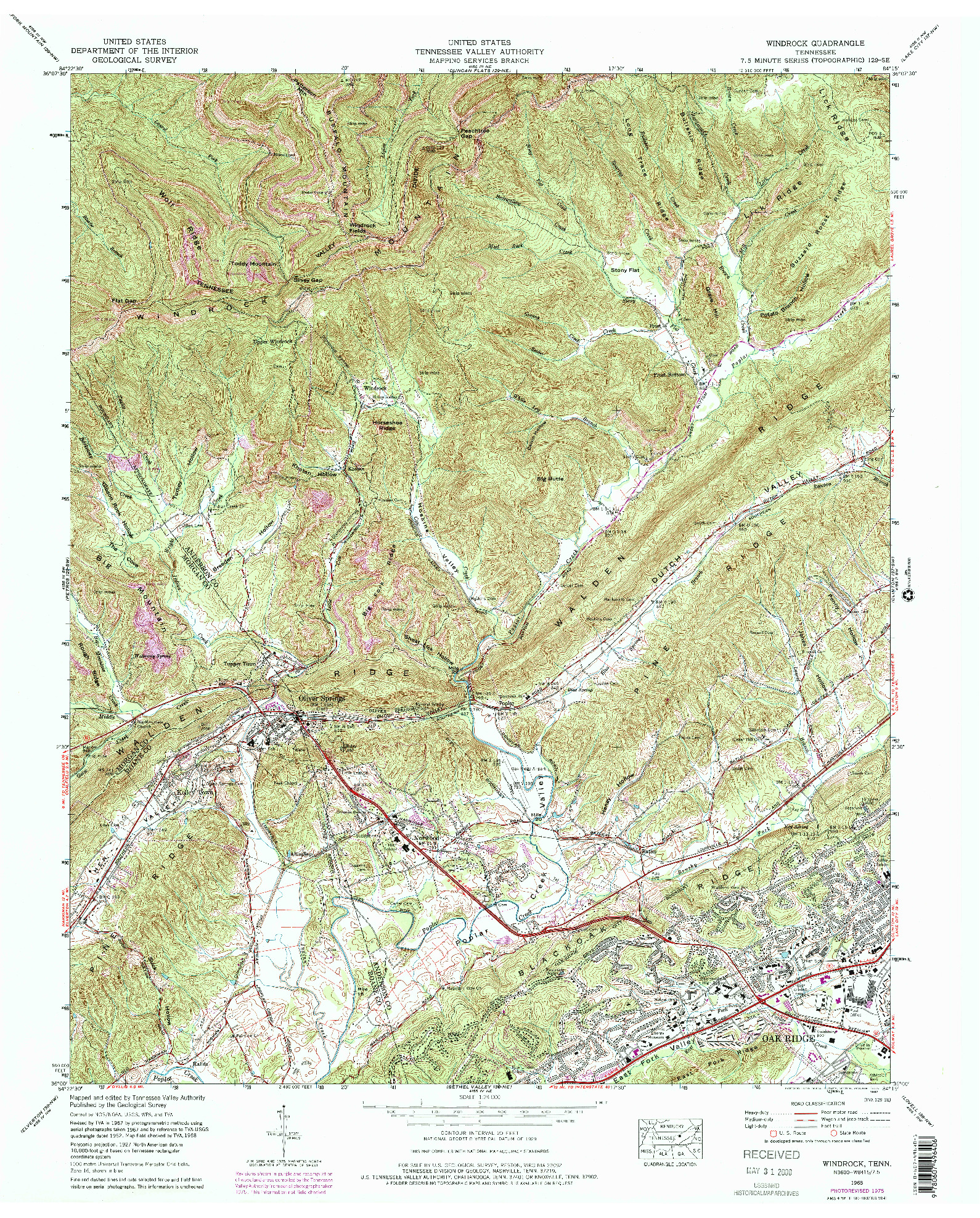 USGS 1:24000-SCALE QUADRANGLE FOR WINDROCK, TN 1968
