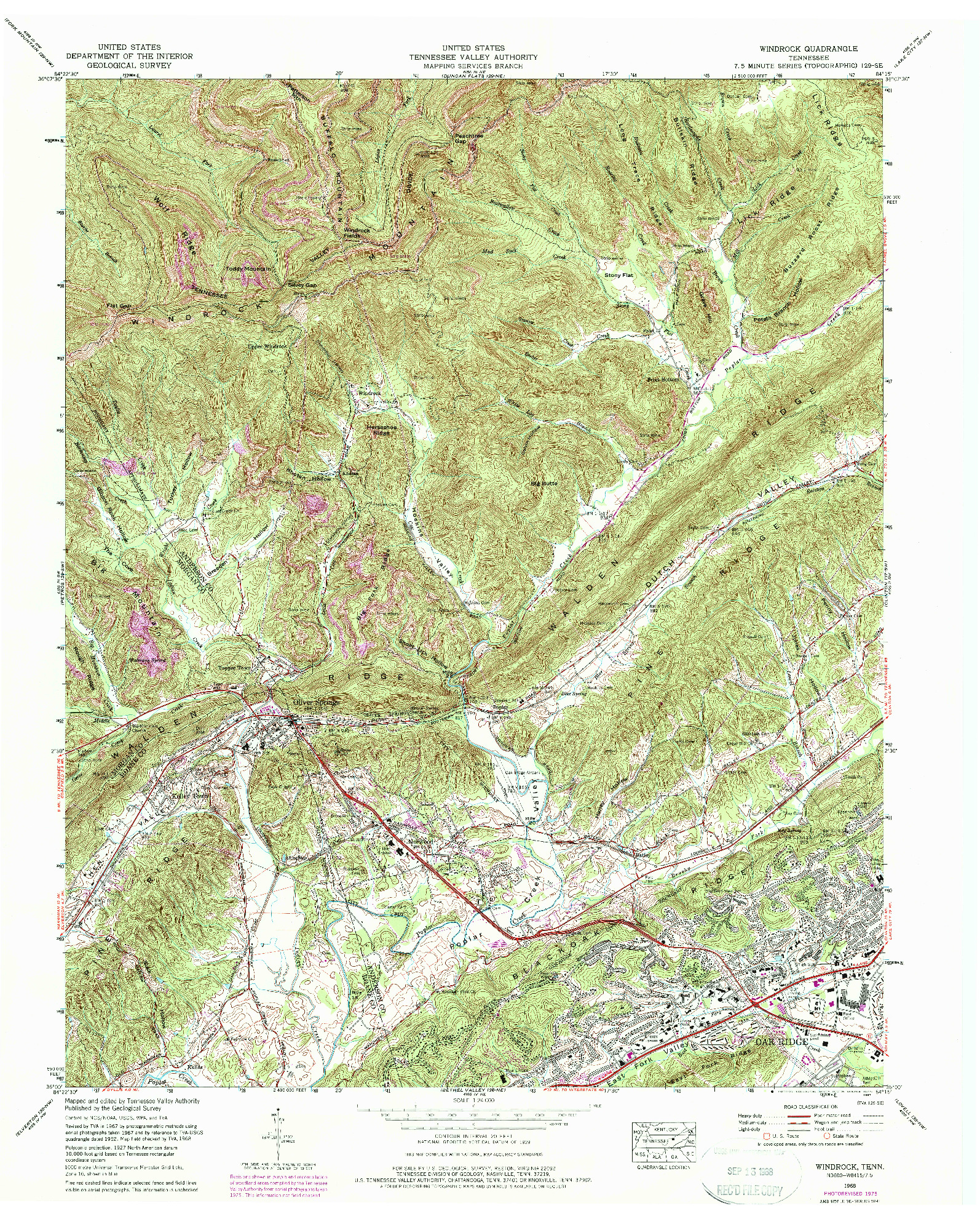 USGS 1:24000-SCALE QUADRANGLE FOR WINDROCK, TN 1968