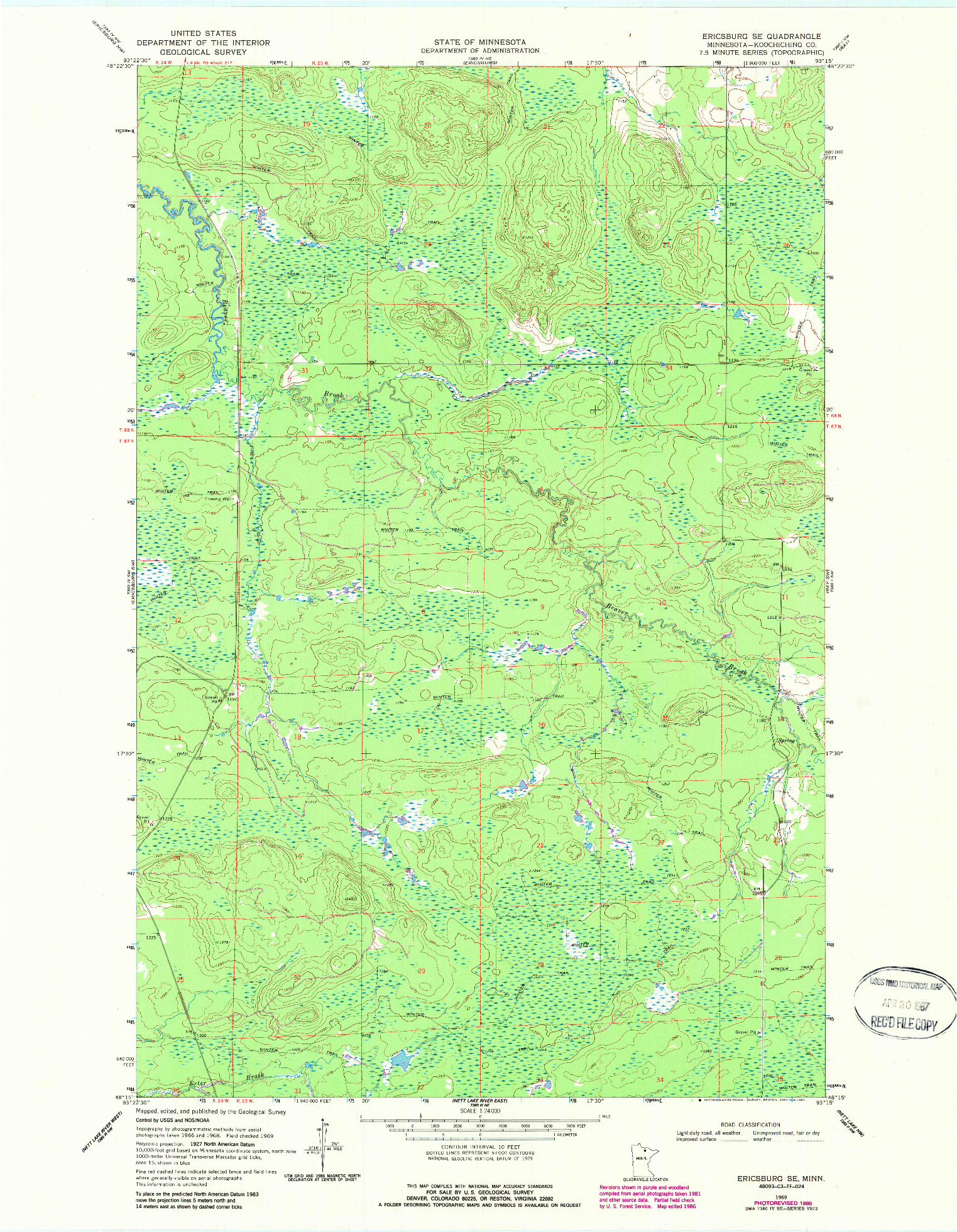 USGS 1:24000-SCALE QUADRANGLE FOR ERICSBURG SE, MN 1969