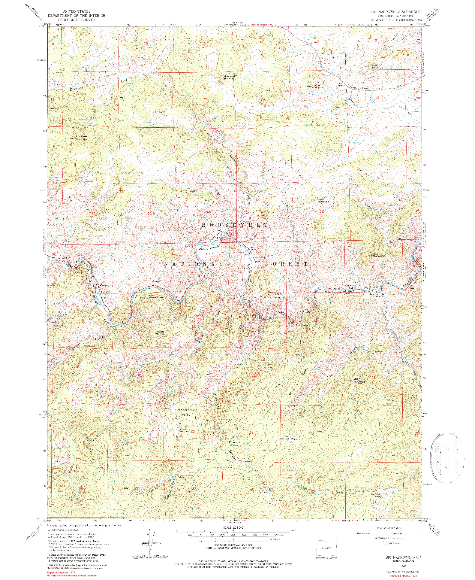 USGS 1:24000-SCALE QUADRANGLE FOR BIG NARROWS, CO 1962