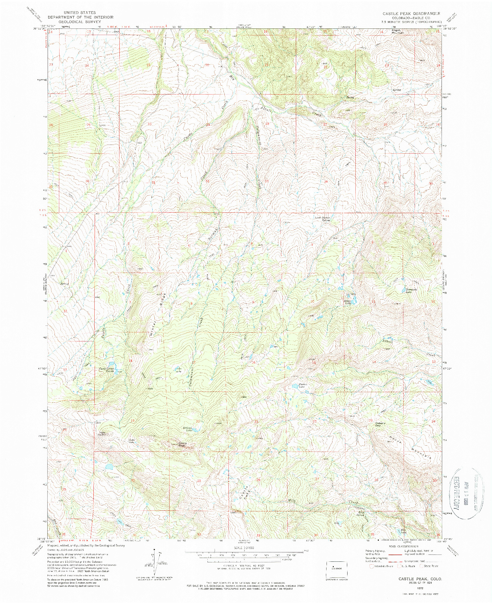 USGS 1:24000-SCALE QUADRANGLE FOR CASTLE PEAK, CO 1972