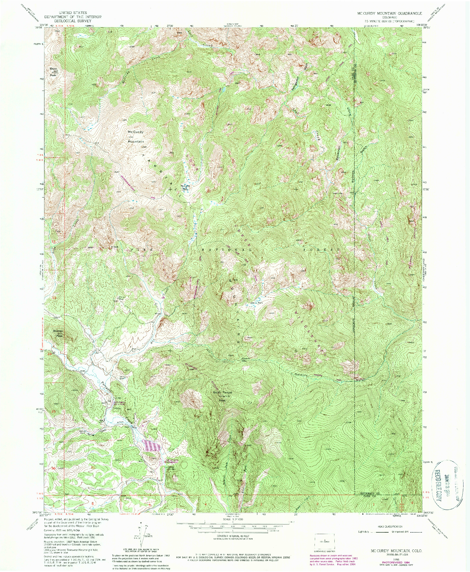 USGS 1:24000-SCALE QUADRANGLE FOR MC CURDY MOUNTAIN, CO 1956