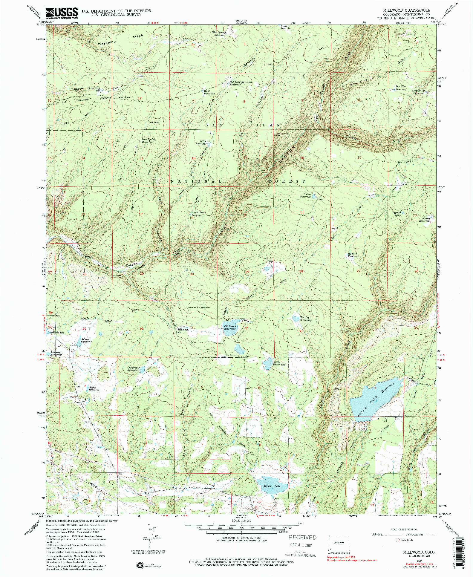 USGS 1:24000-SCALE QUADRANGLE FOR MILLWOOD, CO 1965