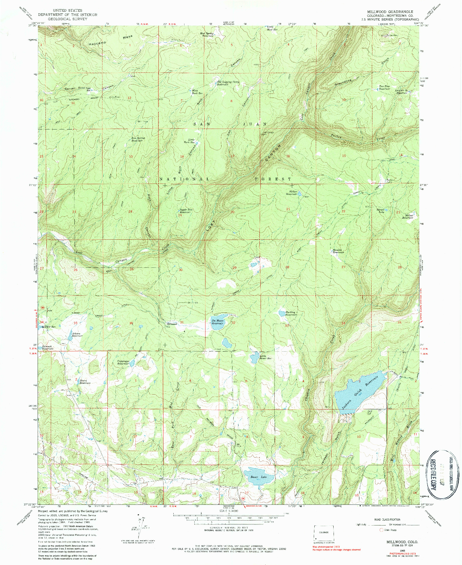 USGS 1:24000-SCALE QUADRANGLE FOR MILLWOOD, CO 1965