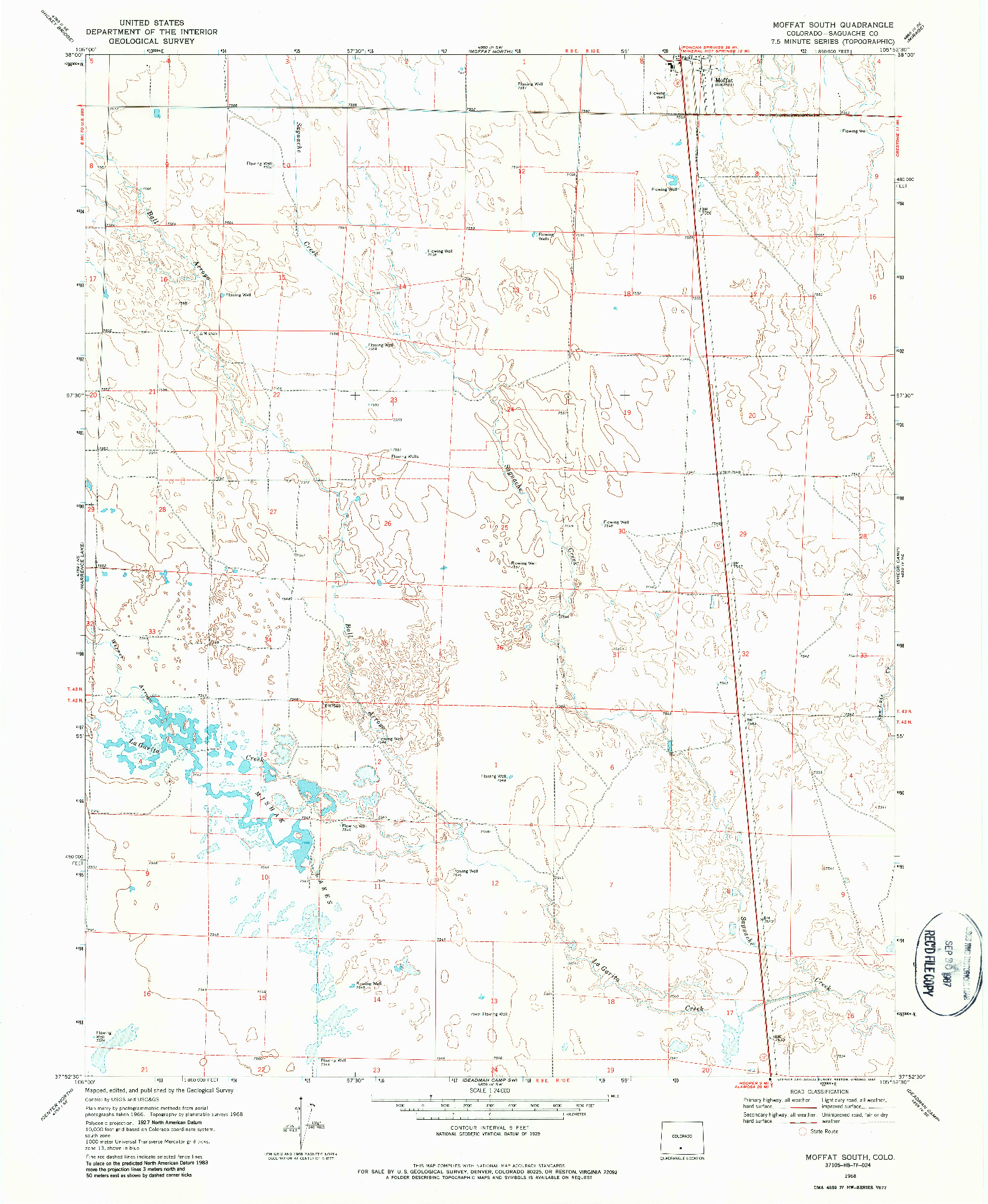 USGS 1:24000-SCALE QUADRANGLE FOR MOFFAT SOUTH, CO 1968