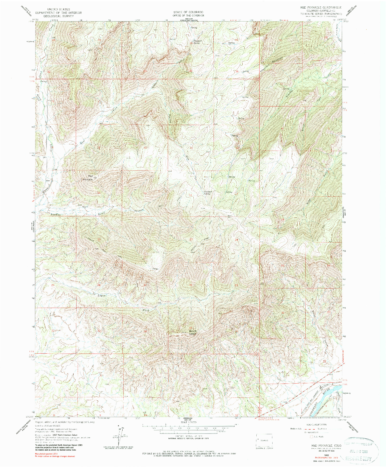 USGS 1:24000-SCALE QUADRANGLE FOR RED PINNACLE, CO 1962