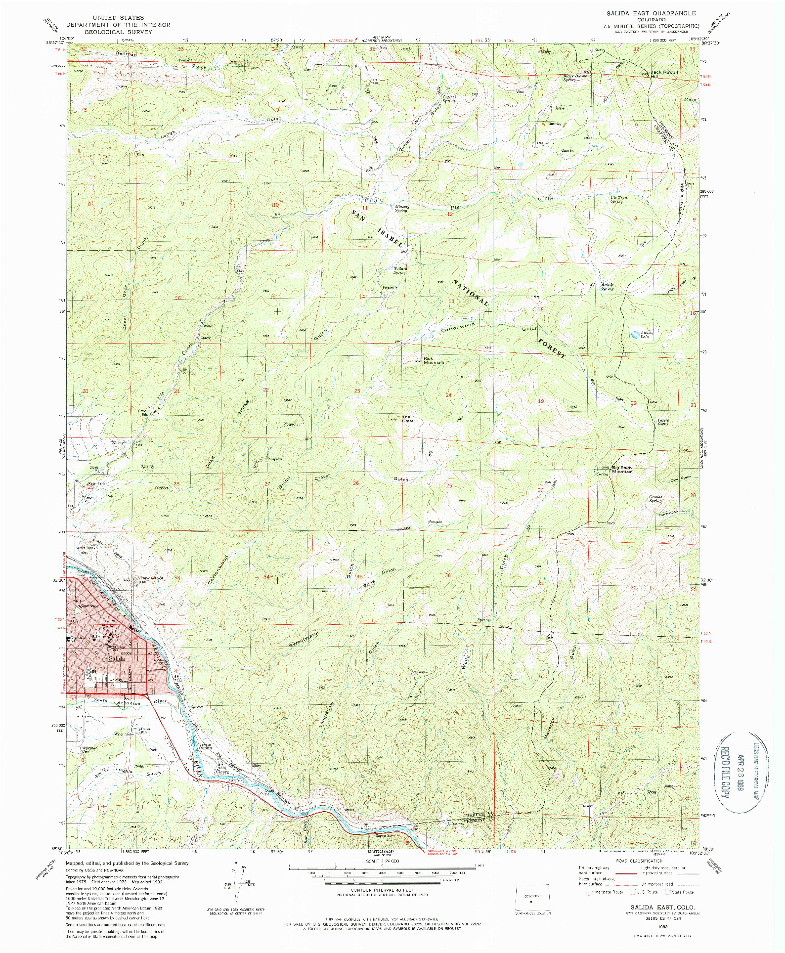 USGS 1:24000-SCALE QUADRANGLE FOR SALIDA EAST, CO 1983