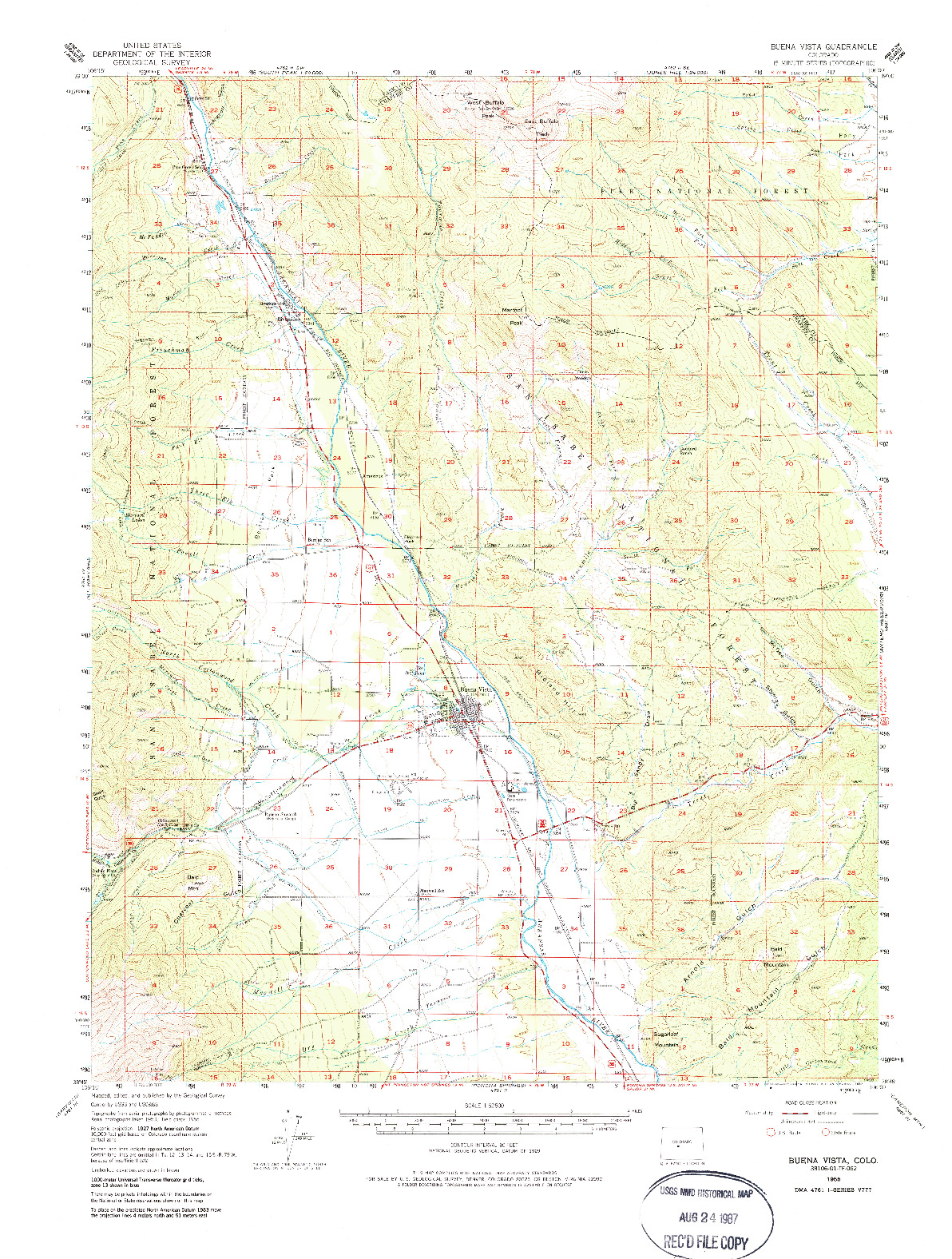 USGS 1:62500-SCALE QUADRANGLE FOR BUENA VISTA, CO 1955