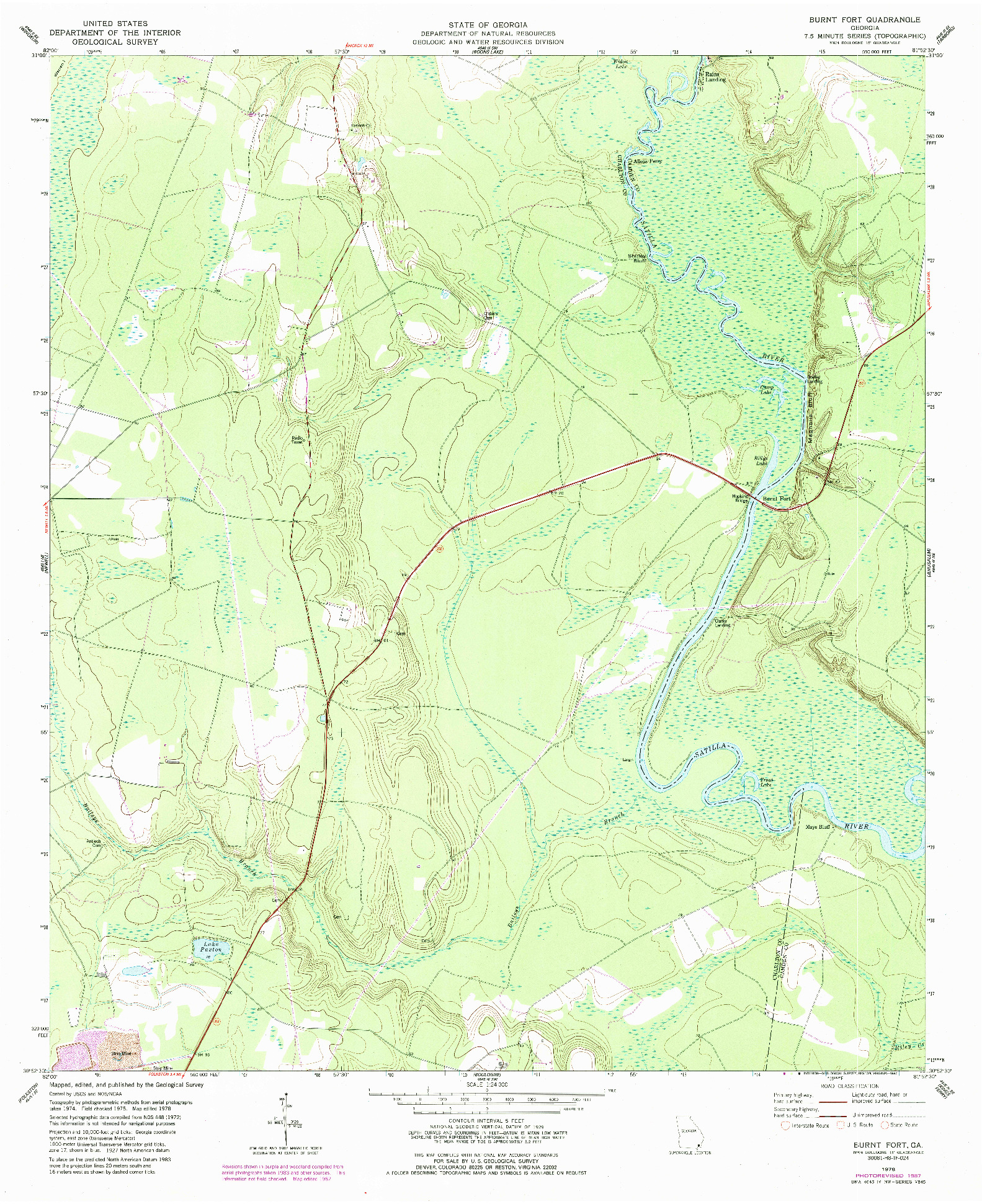 USGS 1:24000-SCALE QUADRANGLE FOR BURNT FORT, GA 1978