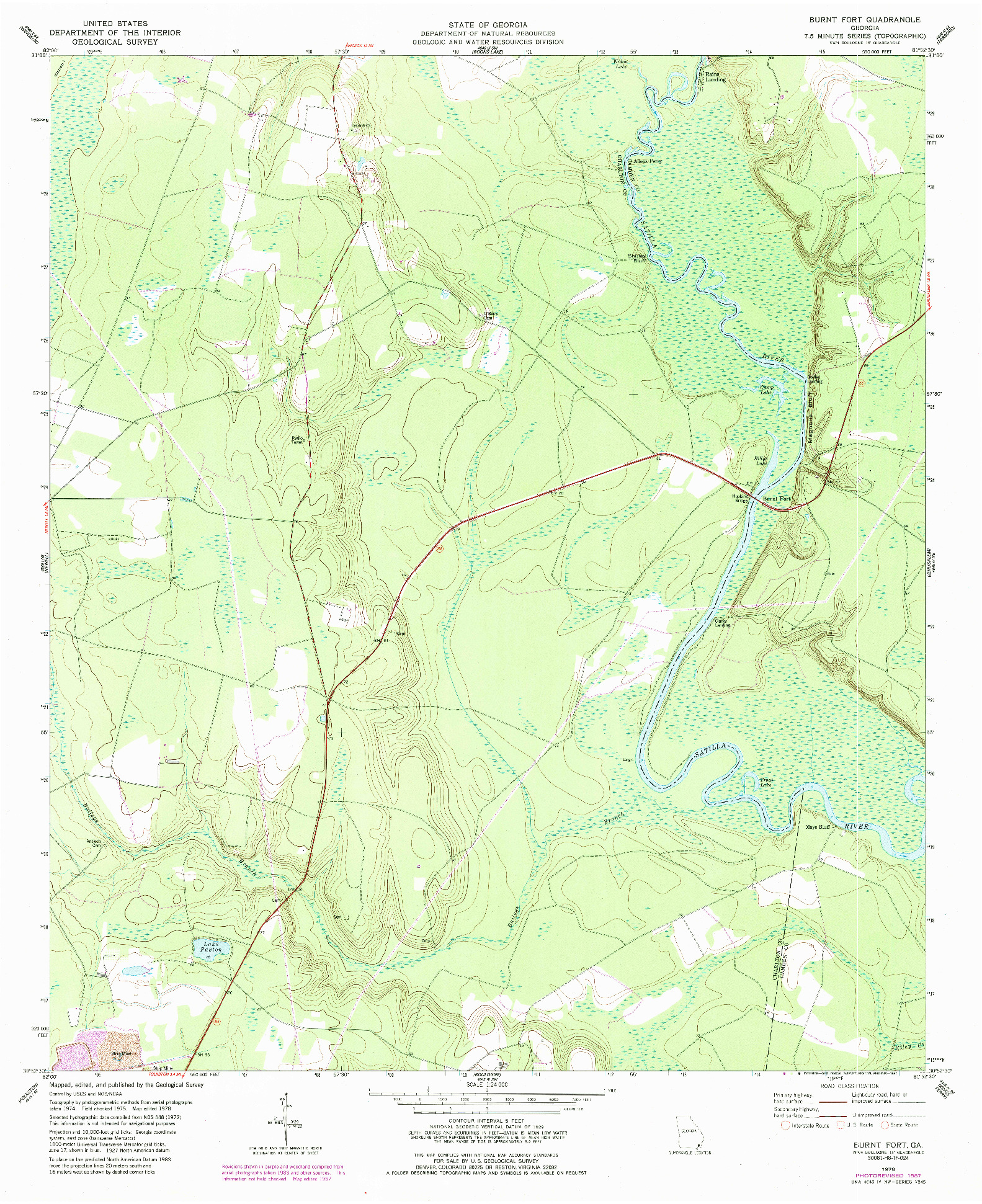 USGS 1:24000-SCALE QUADRANGLE FOR BURNT FORT, GA 1978
