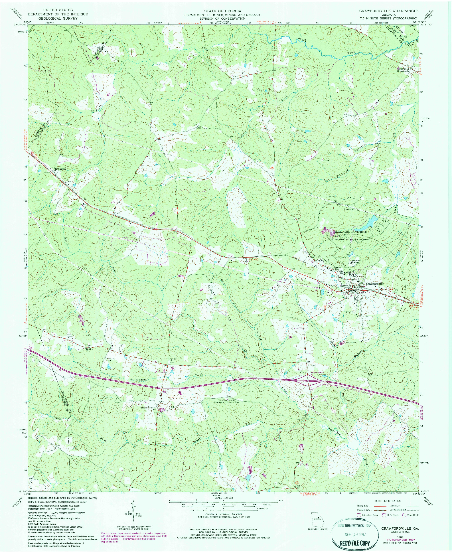 USGS 1:24000-SCALE QUADRANGLE FOR CRAWFORDVILLE, GA 1966