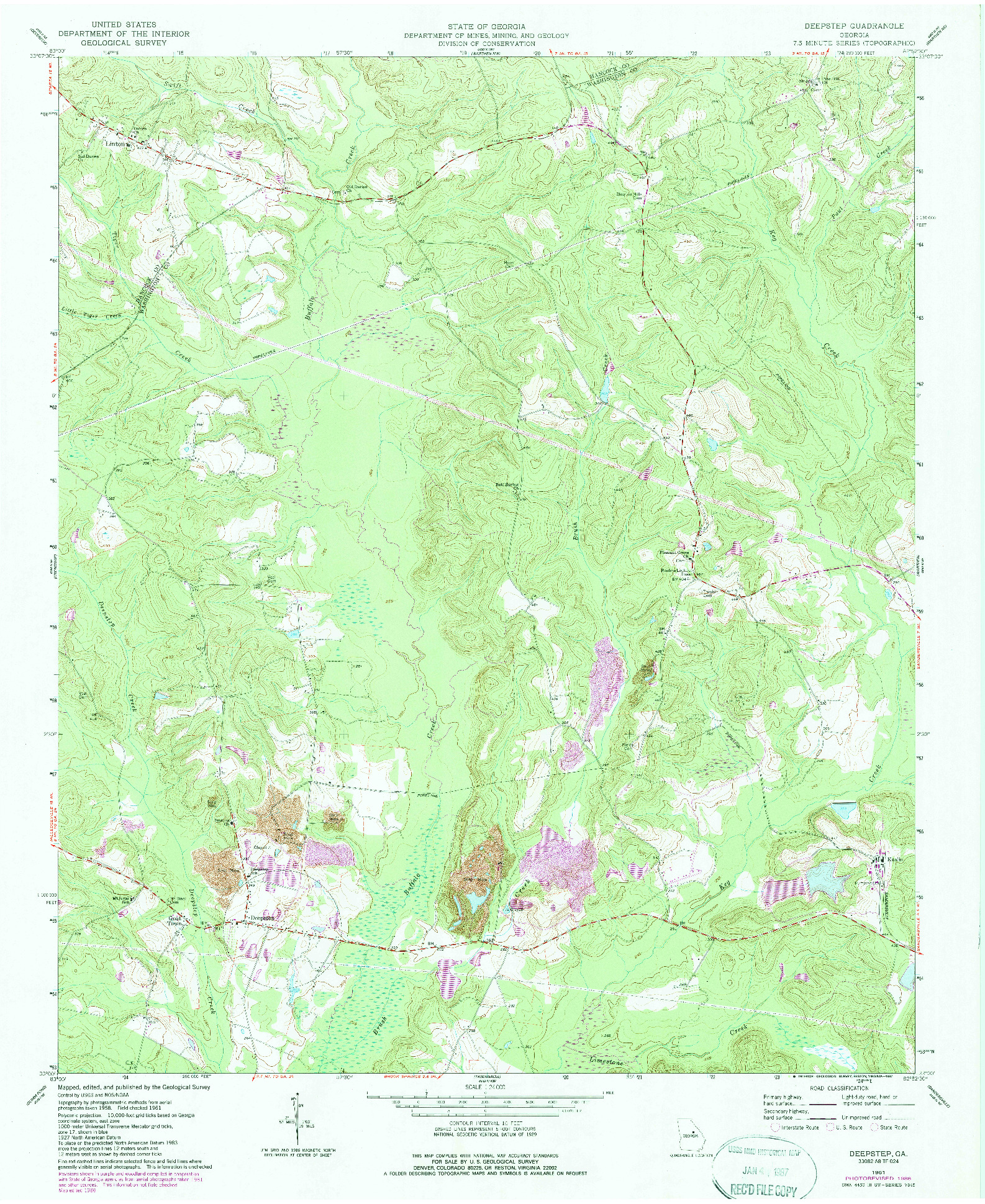 USGS 1:24000-SCALE QUADRANGLE FOR DEEPSTEP, GA 1961