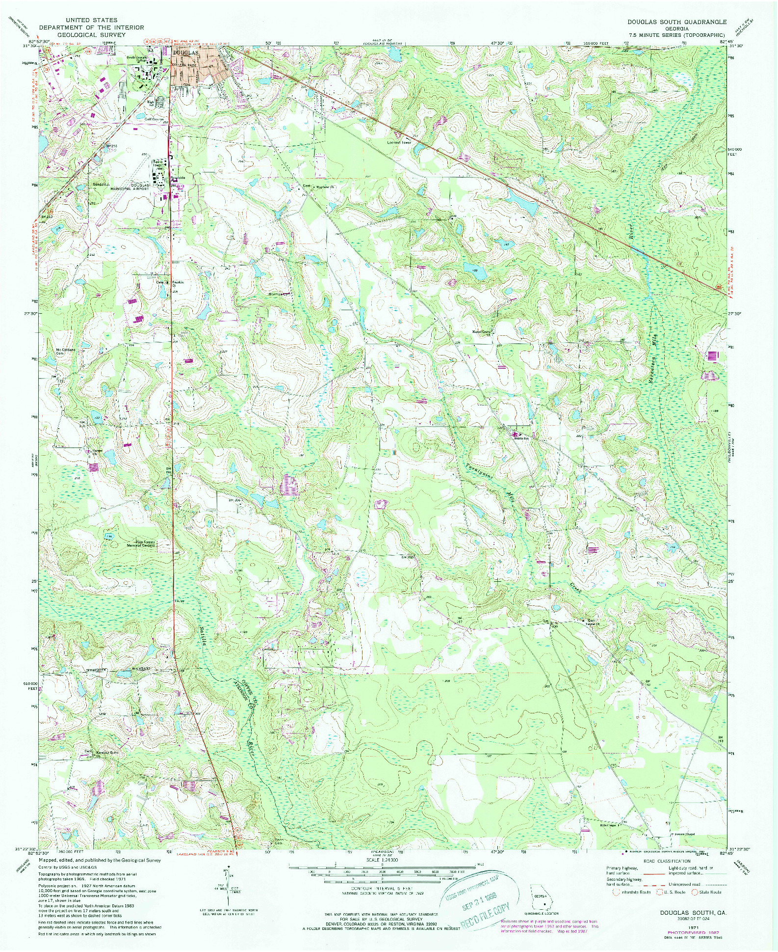 USGS 1:24000-SCALE QUADRANGLE FOR DOUGLAS SOUTH, GA 1971