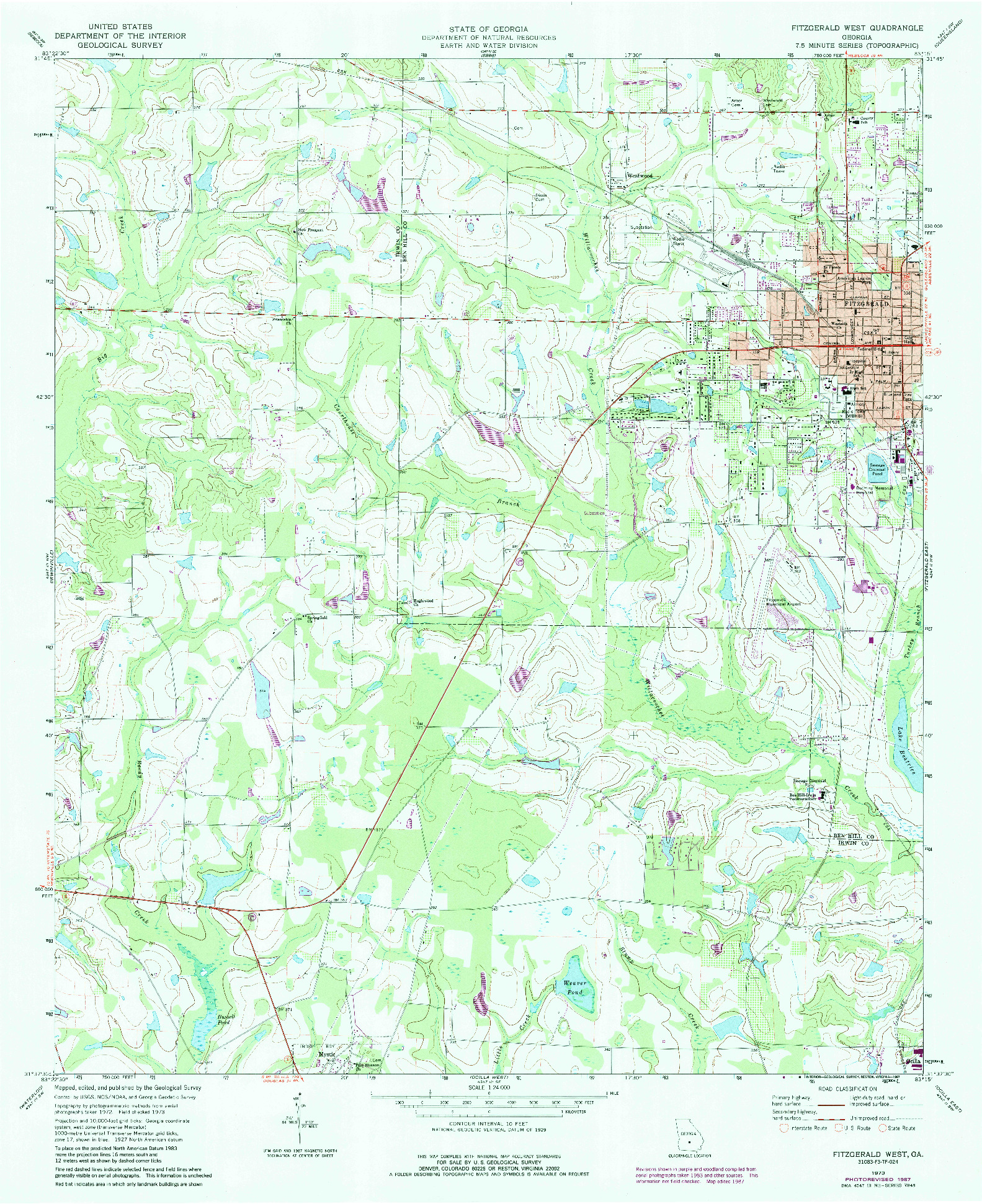 USGS 1:24000-SCALE QUADRANGLE FOR FITZGERALD WEST, GA 1973
