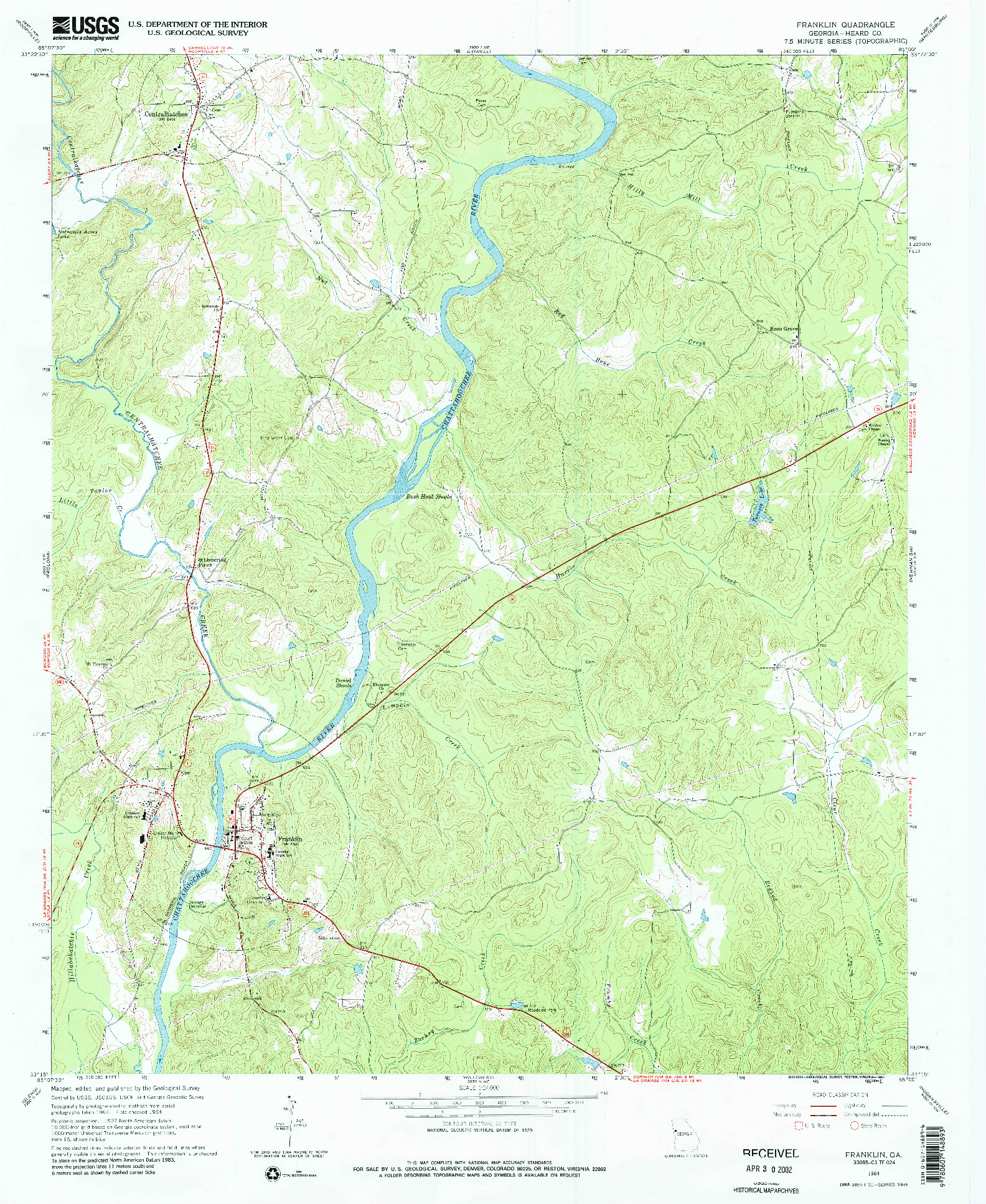 USGS 1:24000-SCALE QUADRANGLE FOR FRANKLIN, GA 1964