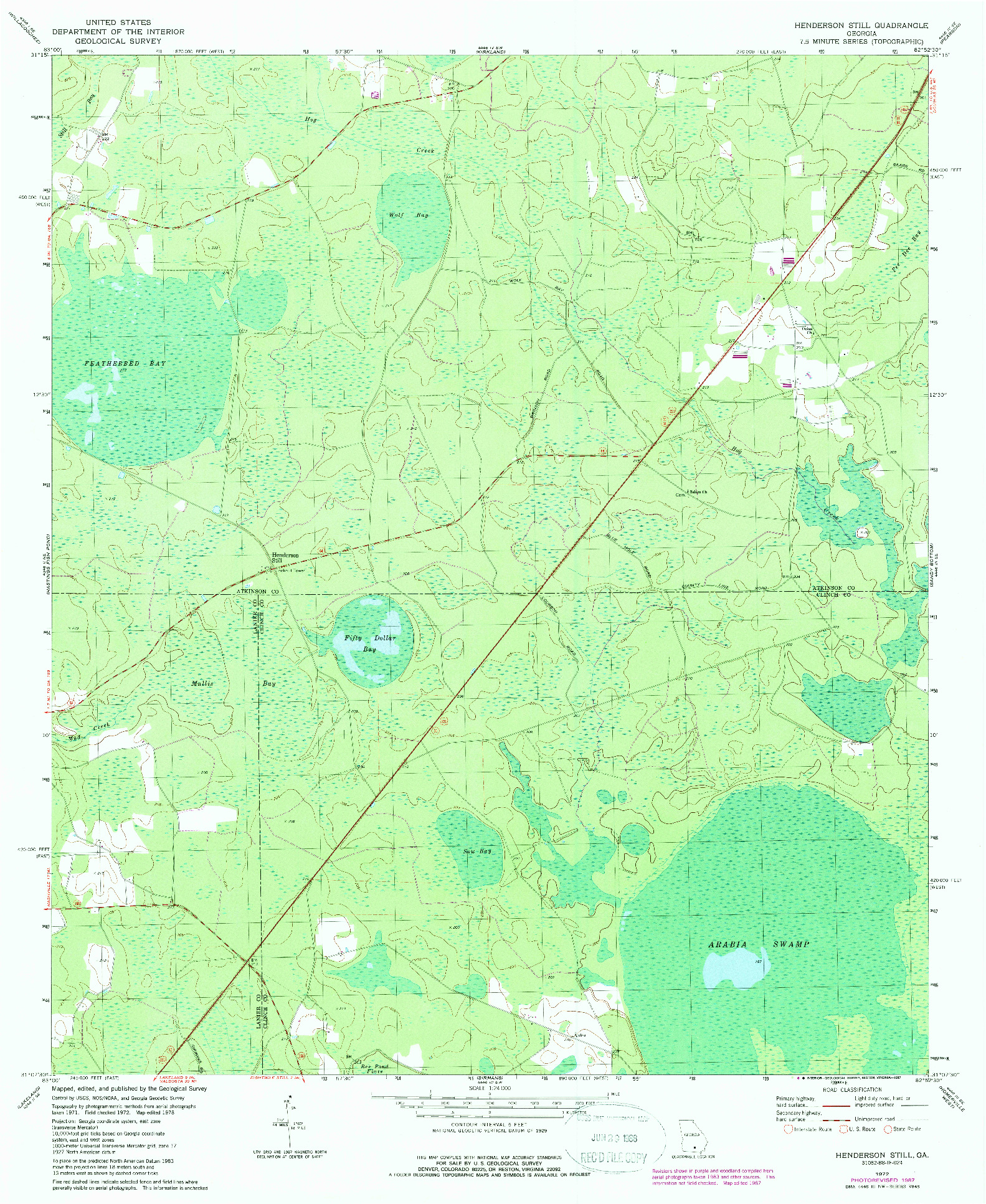 USGS 1:24000-SCALE QUADRANGLE FOR HENDERSON STILL, GA 1972