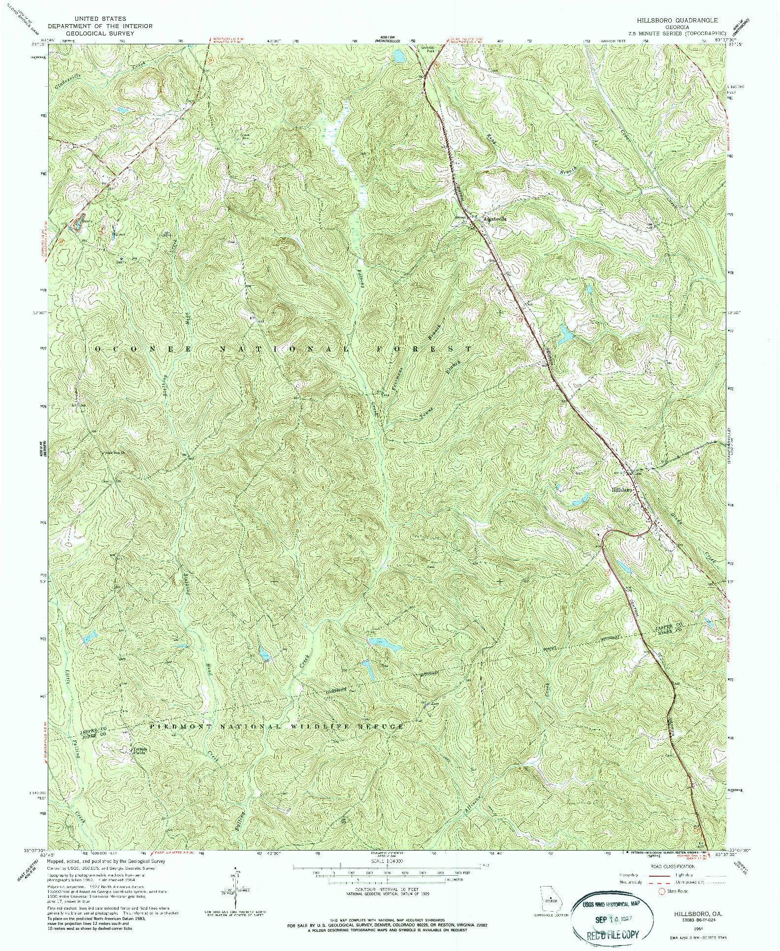 USGS 1:24000-SCALE QUADRANGLE FOR HILLSBORO, GA 1964