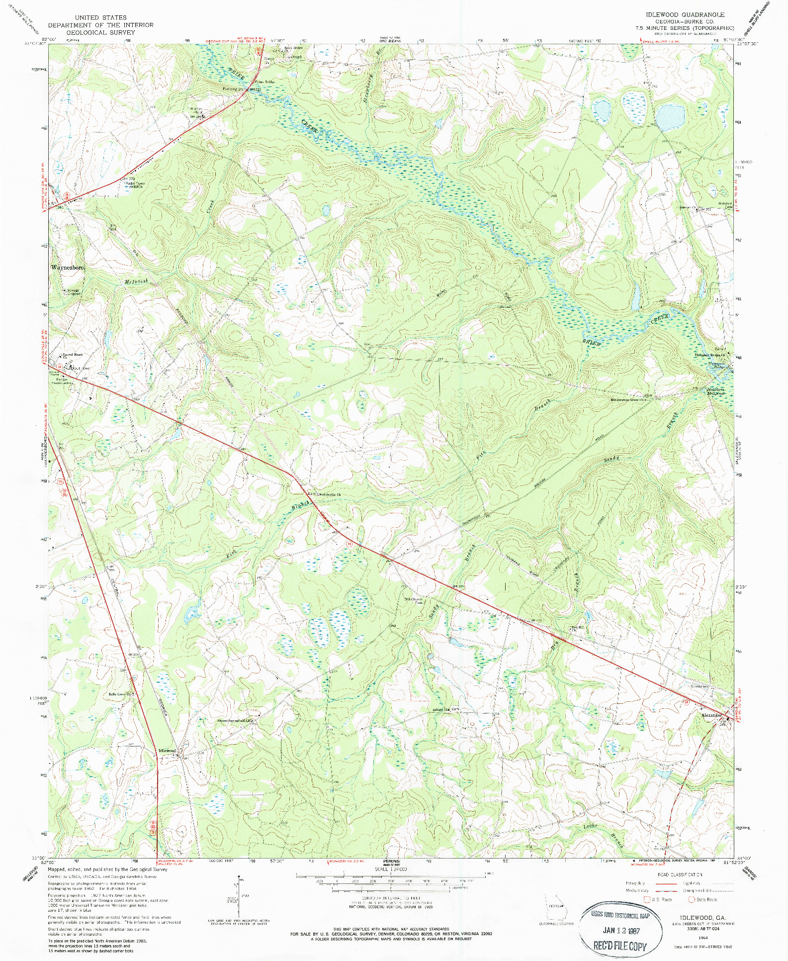 USGS 1:24000-SCALE QUADRANGLE FOR IDLEWOOD, GA 1964